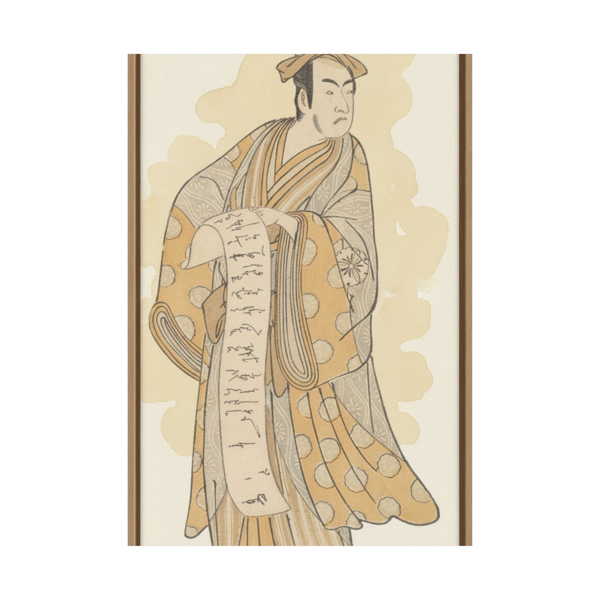 Watercolor — The Actor, Matsumoto Koshiro I 1674–1730 Reading A Letter — Matte Poster