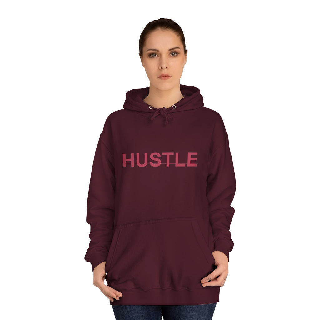 HUSTLE Bold Crimson Minimal Typography Hoodie