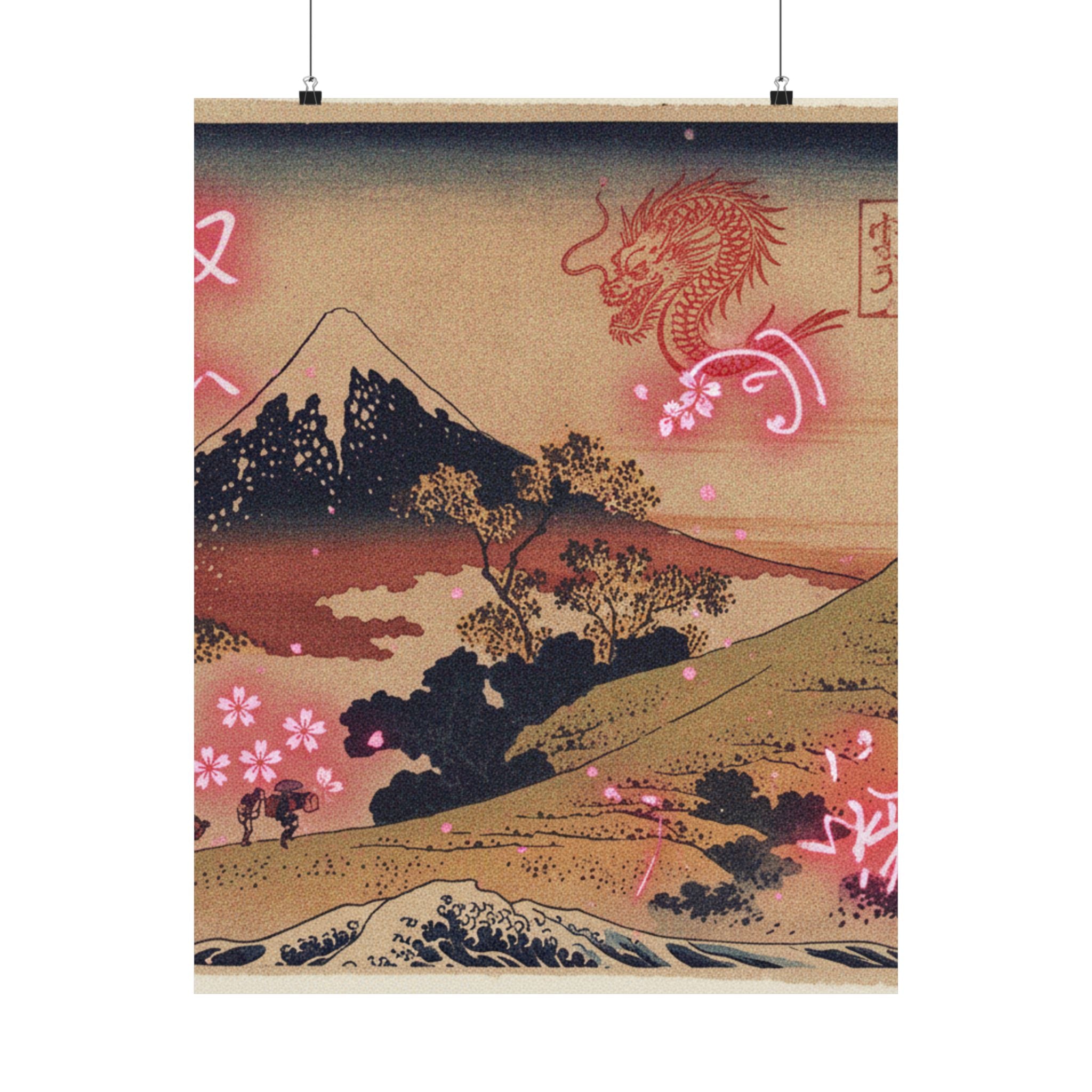 Japanese Street — The Inume Pass In Kai Province (Kōshū Inume Tōge), From The Series Thirty-Six Vi — Matte Poster