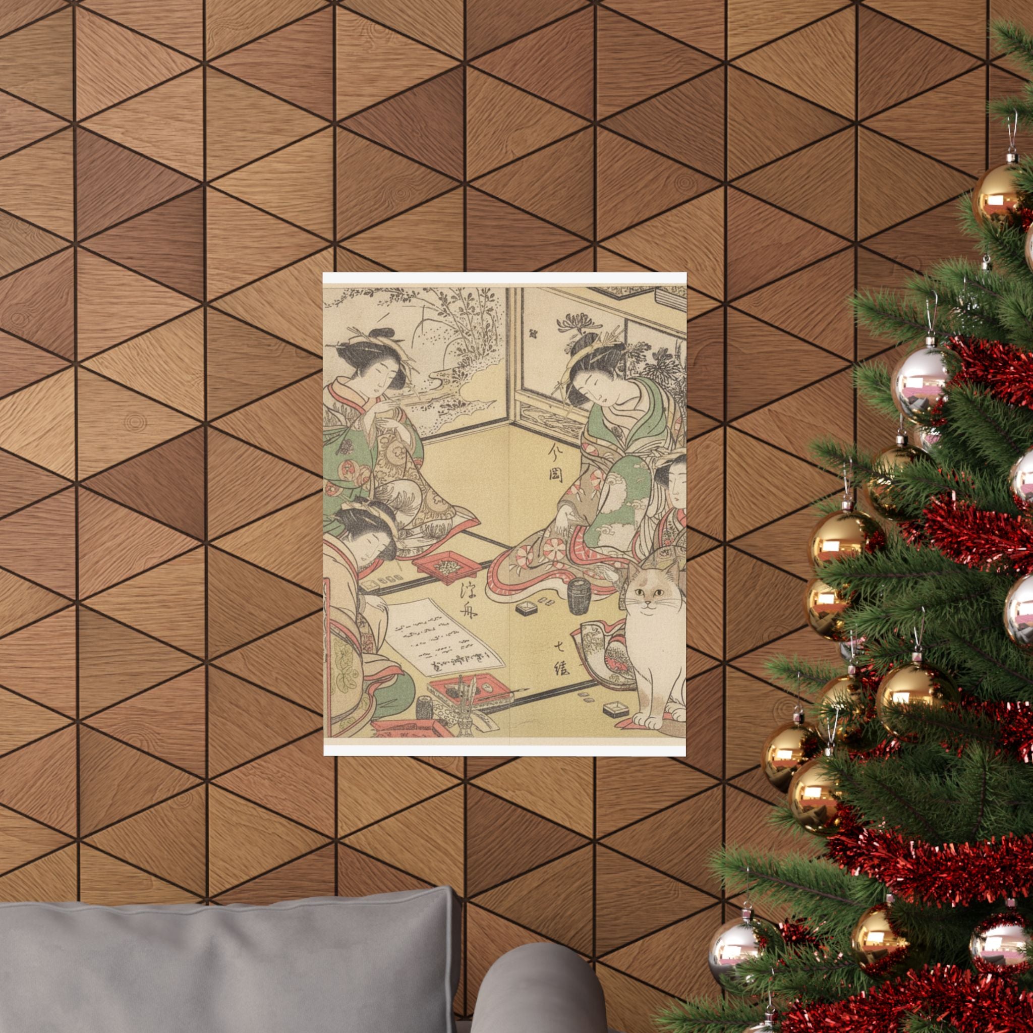 Botanical — Four Oiran Of The House Called Kadokana-Ya Playing The Game Of Ko-Awase (Incense — Matte Poster