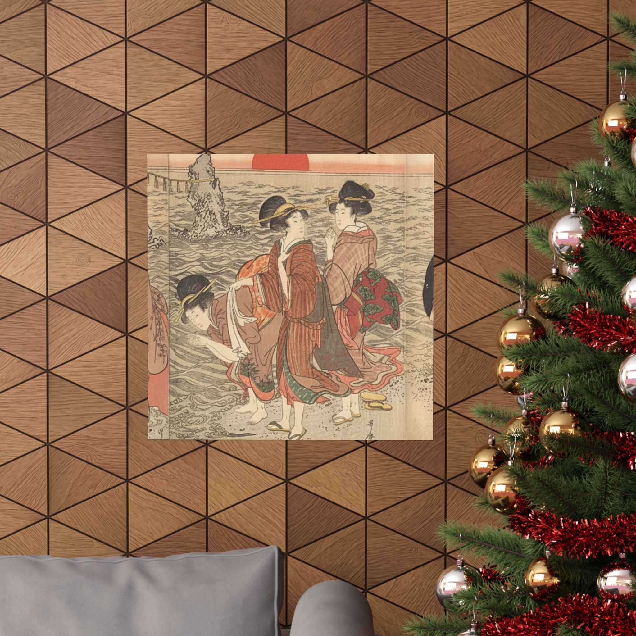 Ecommerce Main — Women Worshipping The Rising Sun Between The Twin Rocks At Ise — Matte Poster