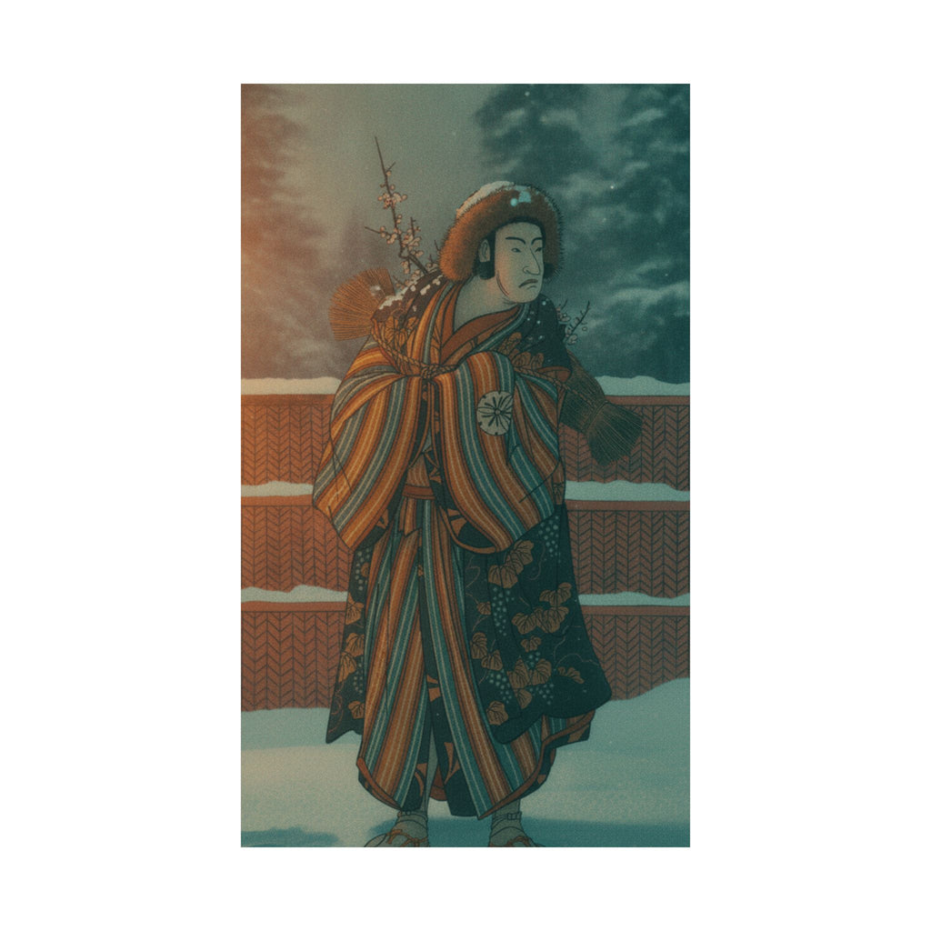 Cinematic — Matsumoto Sumezō As A Man In Winter Attire Standing In The Snow — Matte Poster