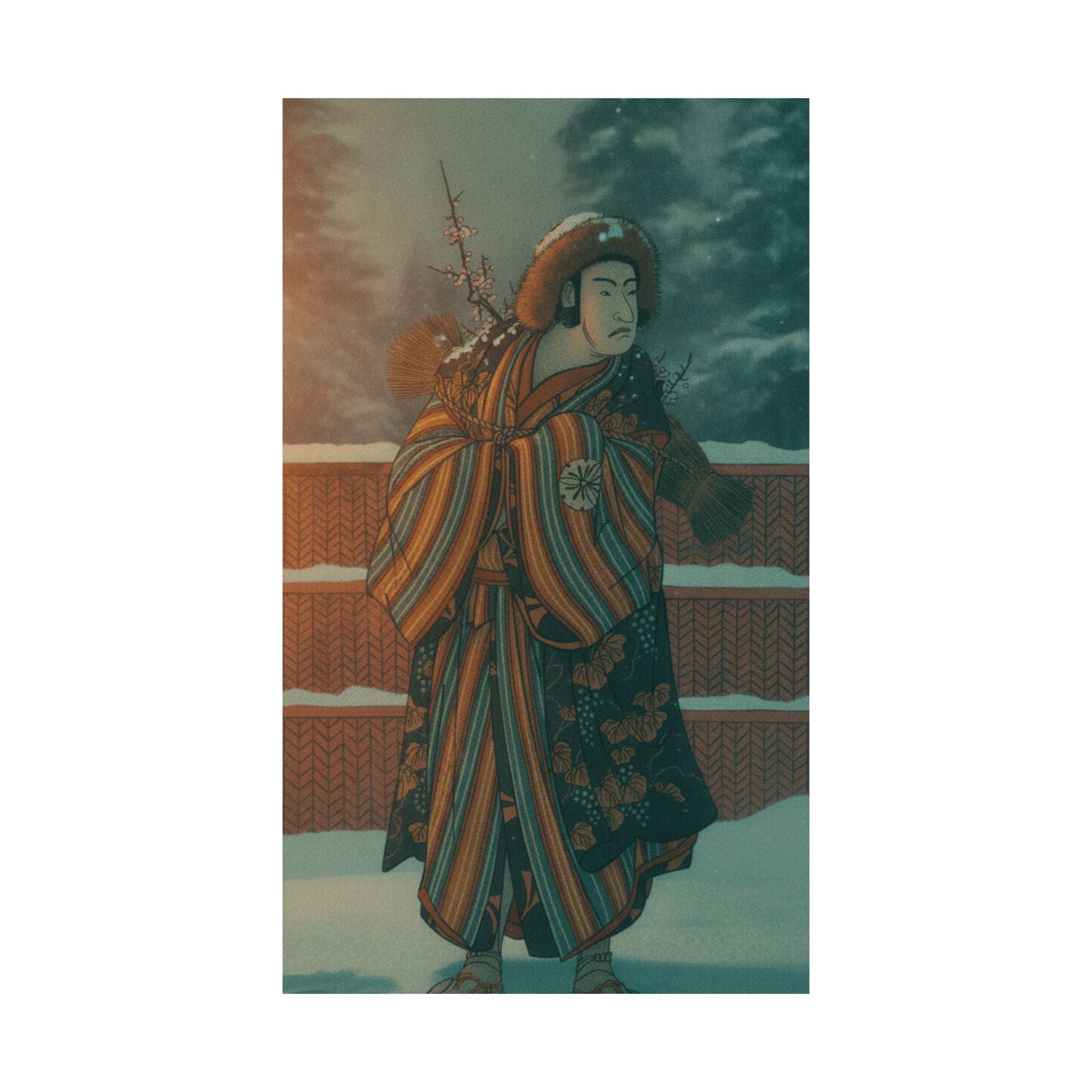 Cinematic — Matsumoto Sumezō As A Man In Winter Attire Standing In The Snow — Matte Poster