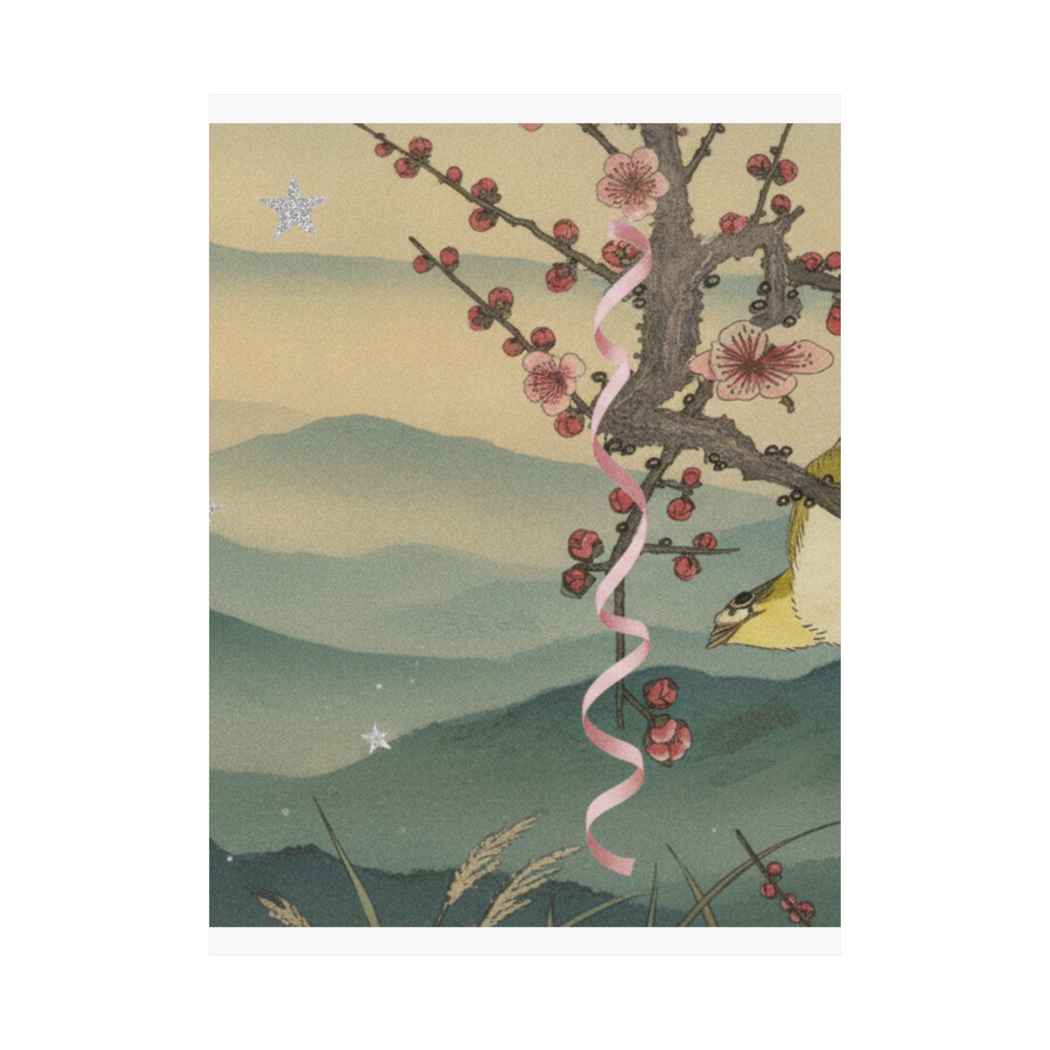 Scenic Nature — Bush Warbler On A Plum Branch (Ume Ni Uguisu) — Matte Poster