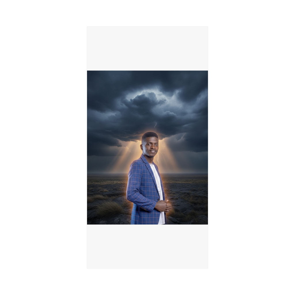 Smiling Man Blue Check Blazer Storm Sunrays Matte Poster
