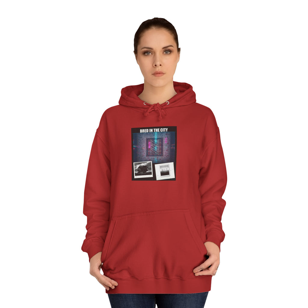 BRED IN THE CITY Purple Neon Collage Hoodie