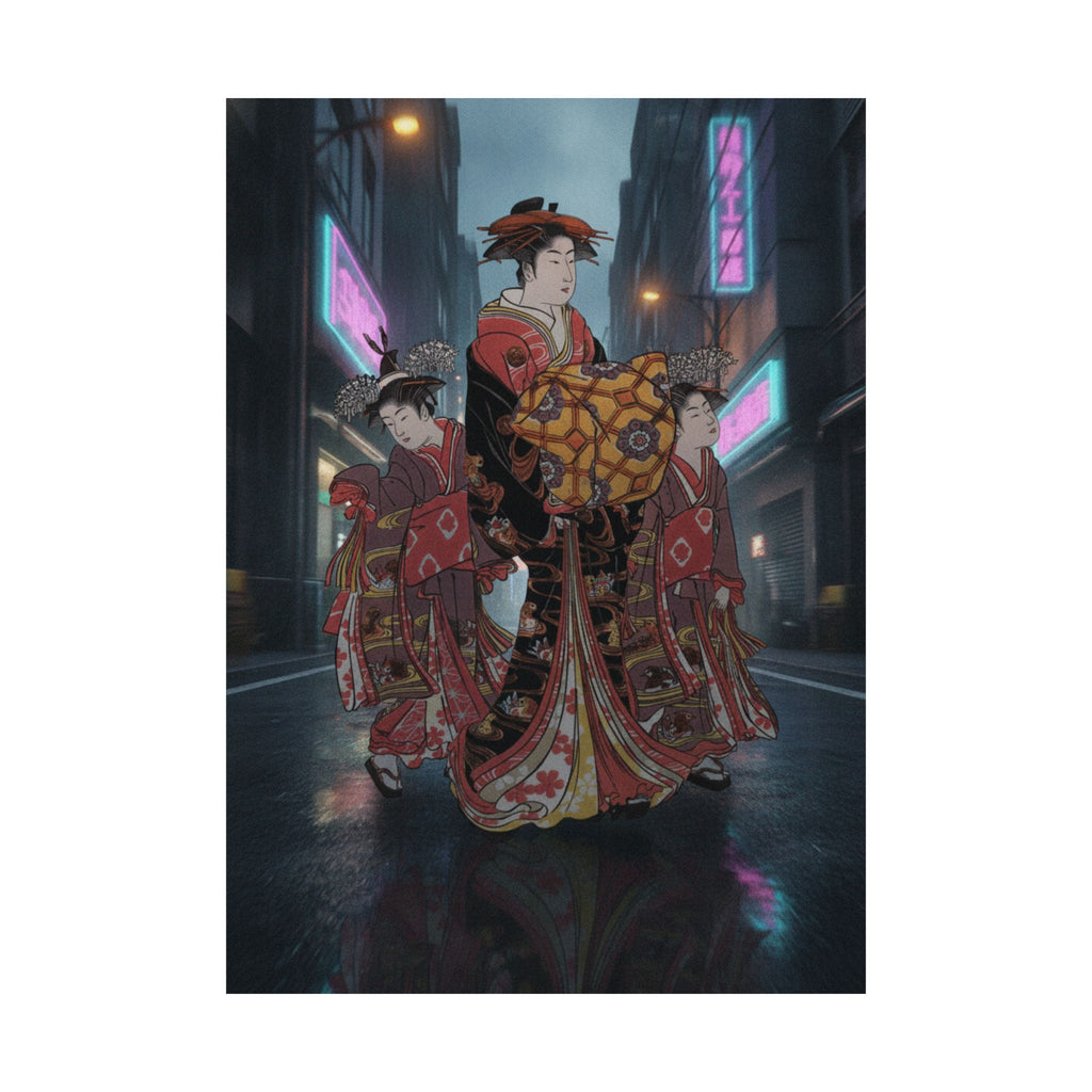 Fast Furious — An Oiran Accompanied By Two Kamuro — Matte Poster