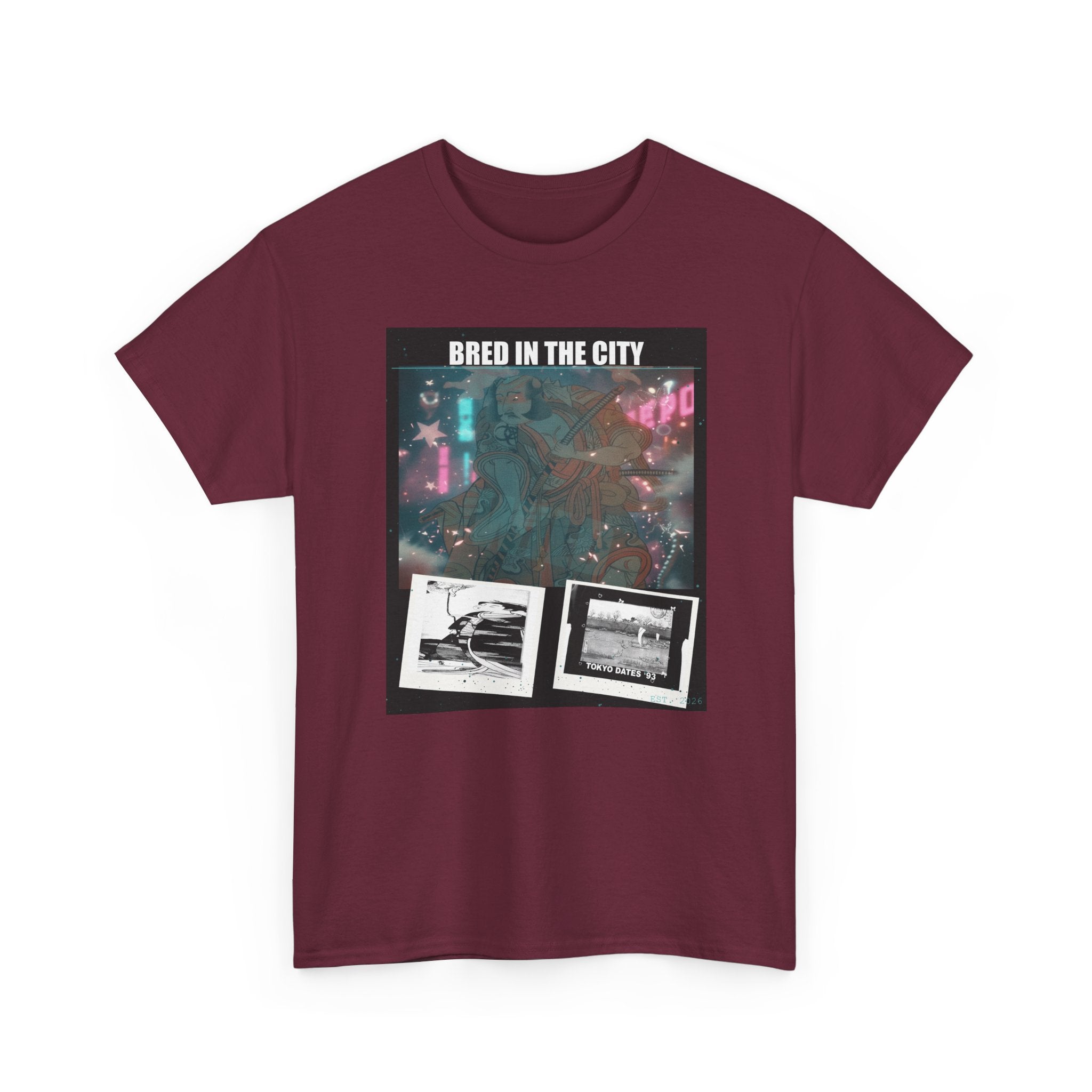 BRED IN THE CITY Neon Night Photo Collage Graphic Tee
