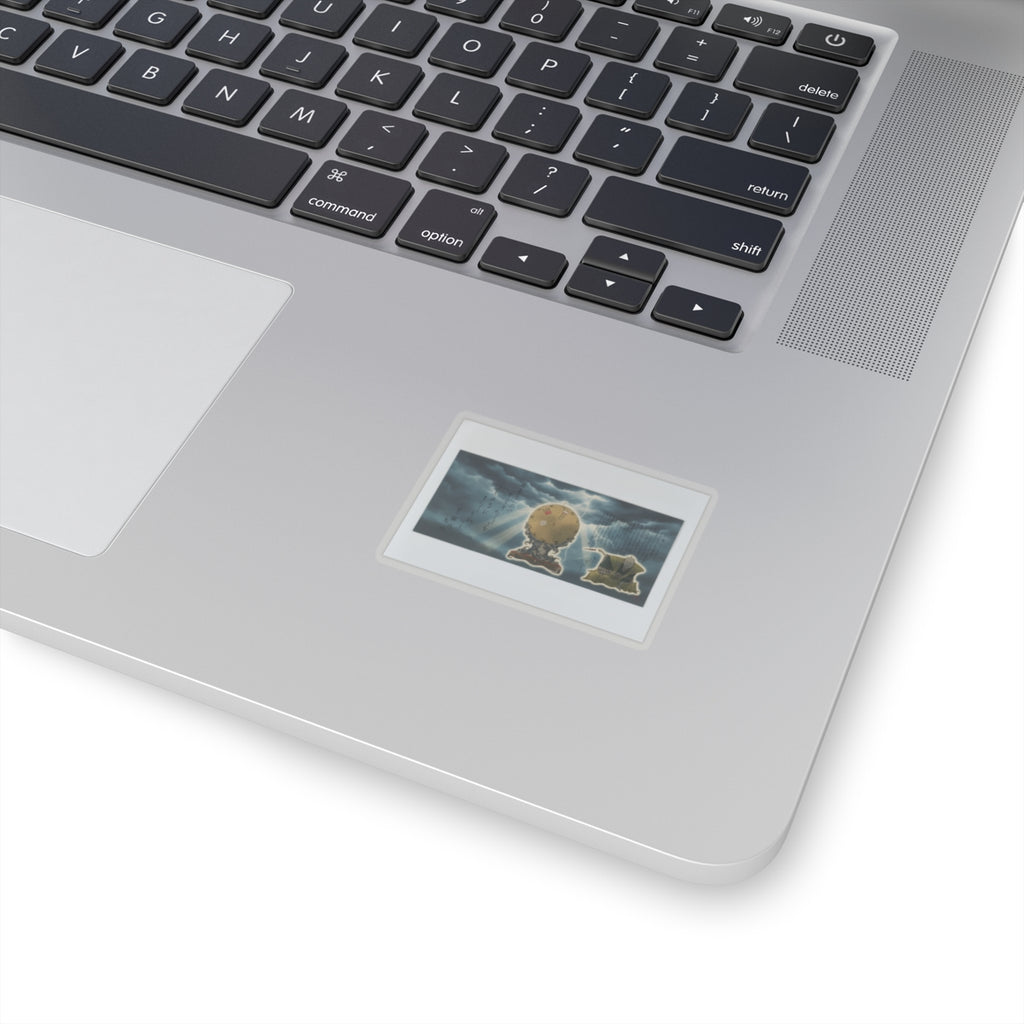 Dramatic Storm — Moveable Rotating Calendar Mounted On Elaborate Wave-Base With Rabbit Crest — Kiss-Cut Sticker