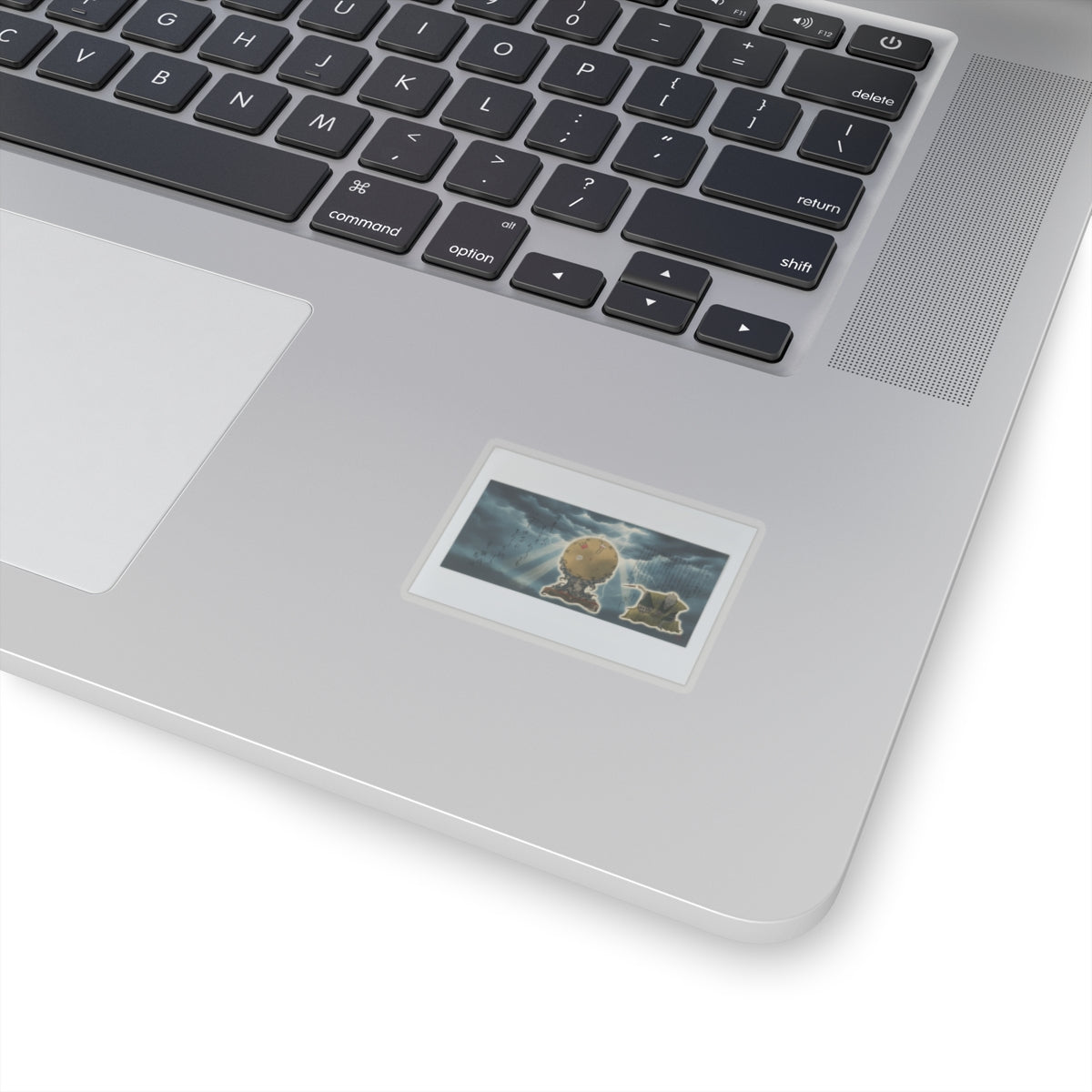 Dramatic Storm — Moveable Rotating Calendar Mounted On Elaborate Wave-Base With Rabbit Crest — Kiss-Cut Sticker