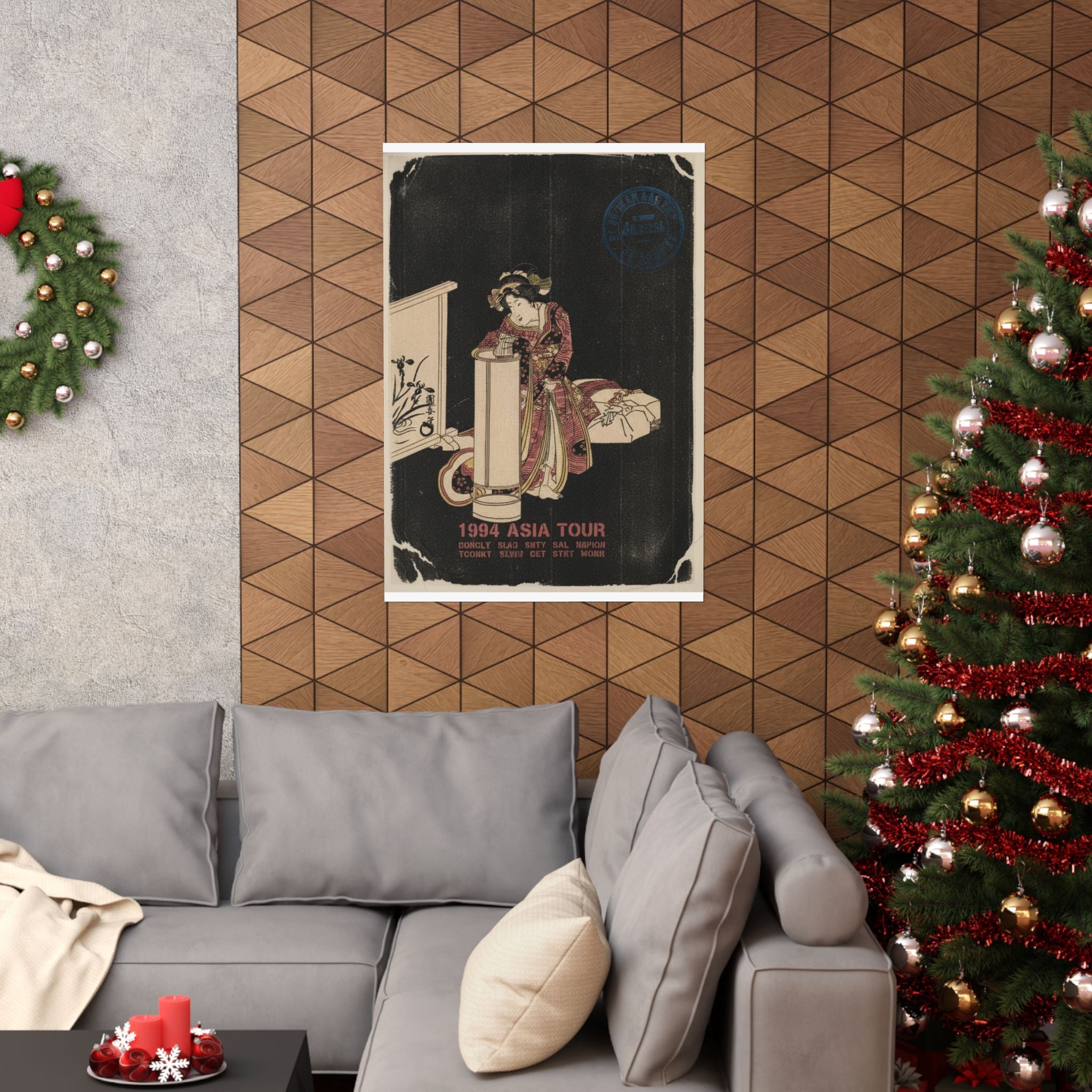 Vintage Bootleg — Young Woman Leaning Over A Tall Lamp — Matte Poster