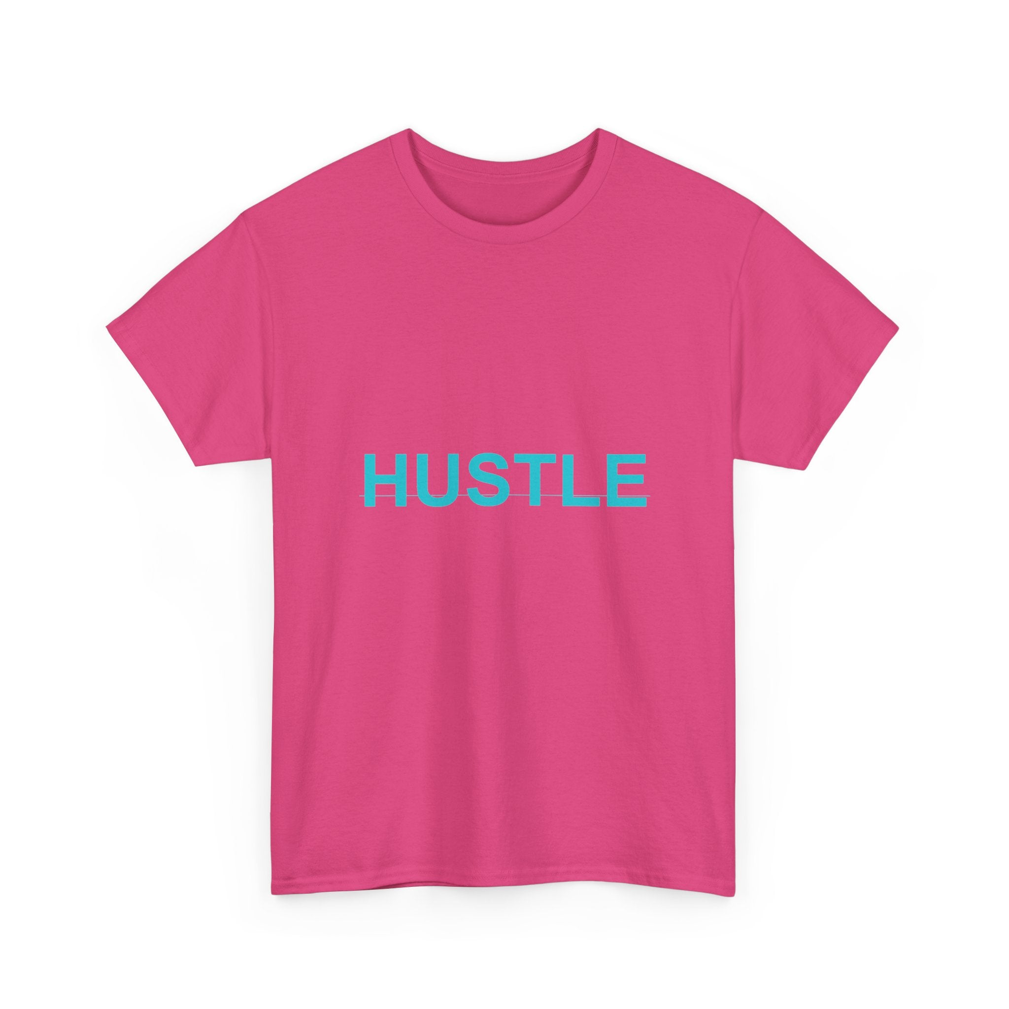 HUSTLE Bold Cyan Wordmark Minimal Graphic Tee