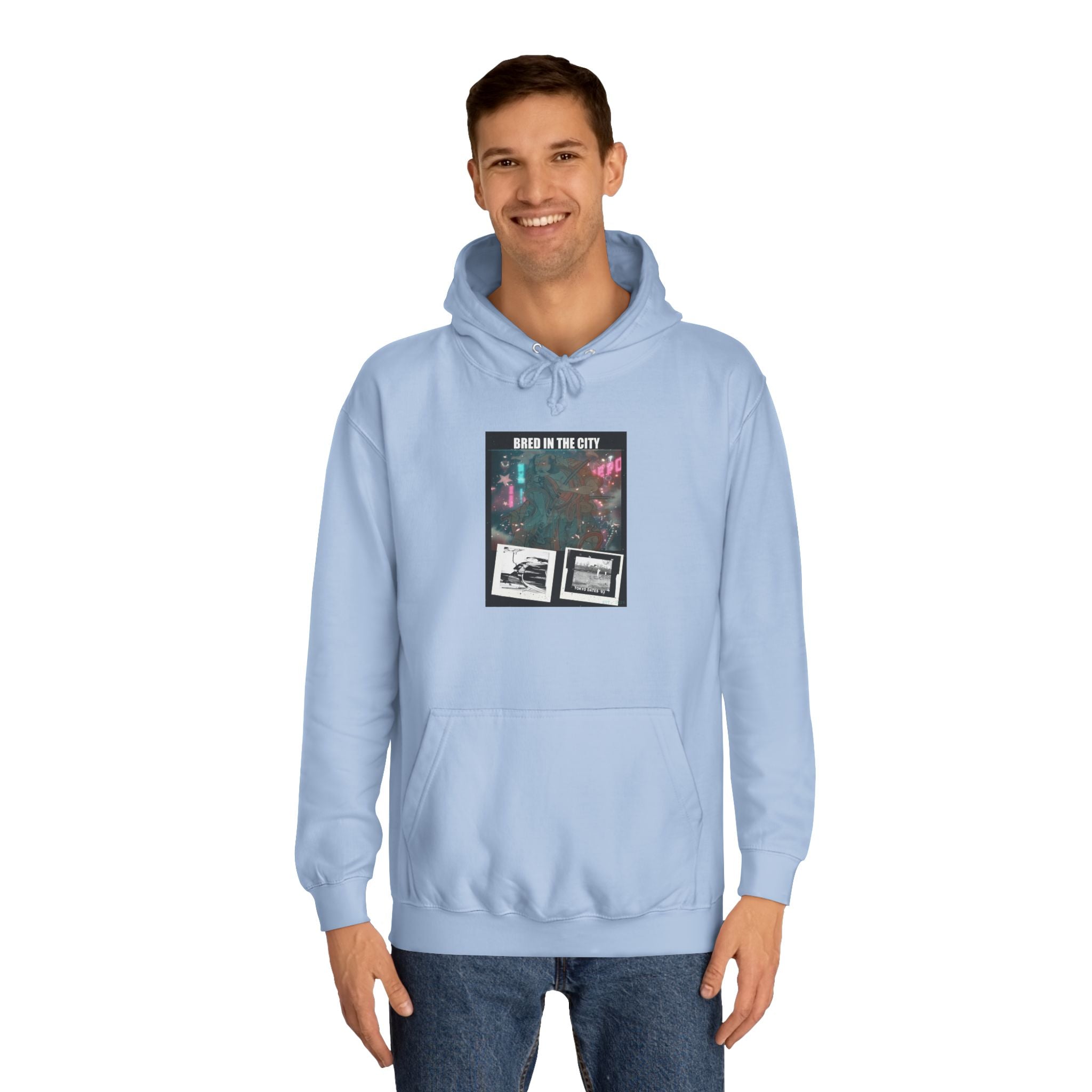 Bred In The City Neon Car Polaroid Collage Hoodie