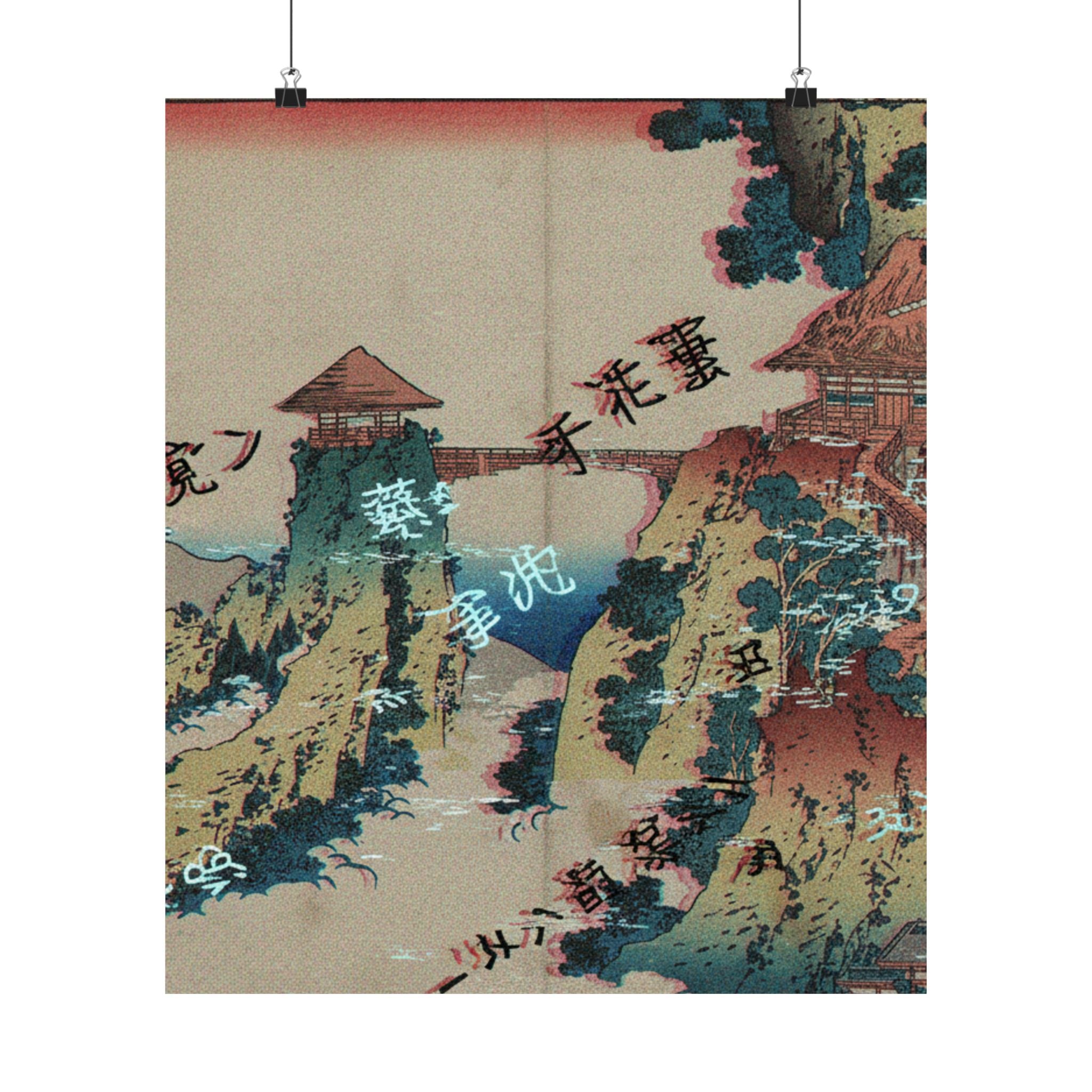 Glitch Culture — The Hanging-Cloud Bridge At Mount Gyōdō Near Ashikaga (Ashikaga Gyōdōzan Kumo No — Matte Poster