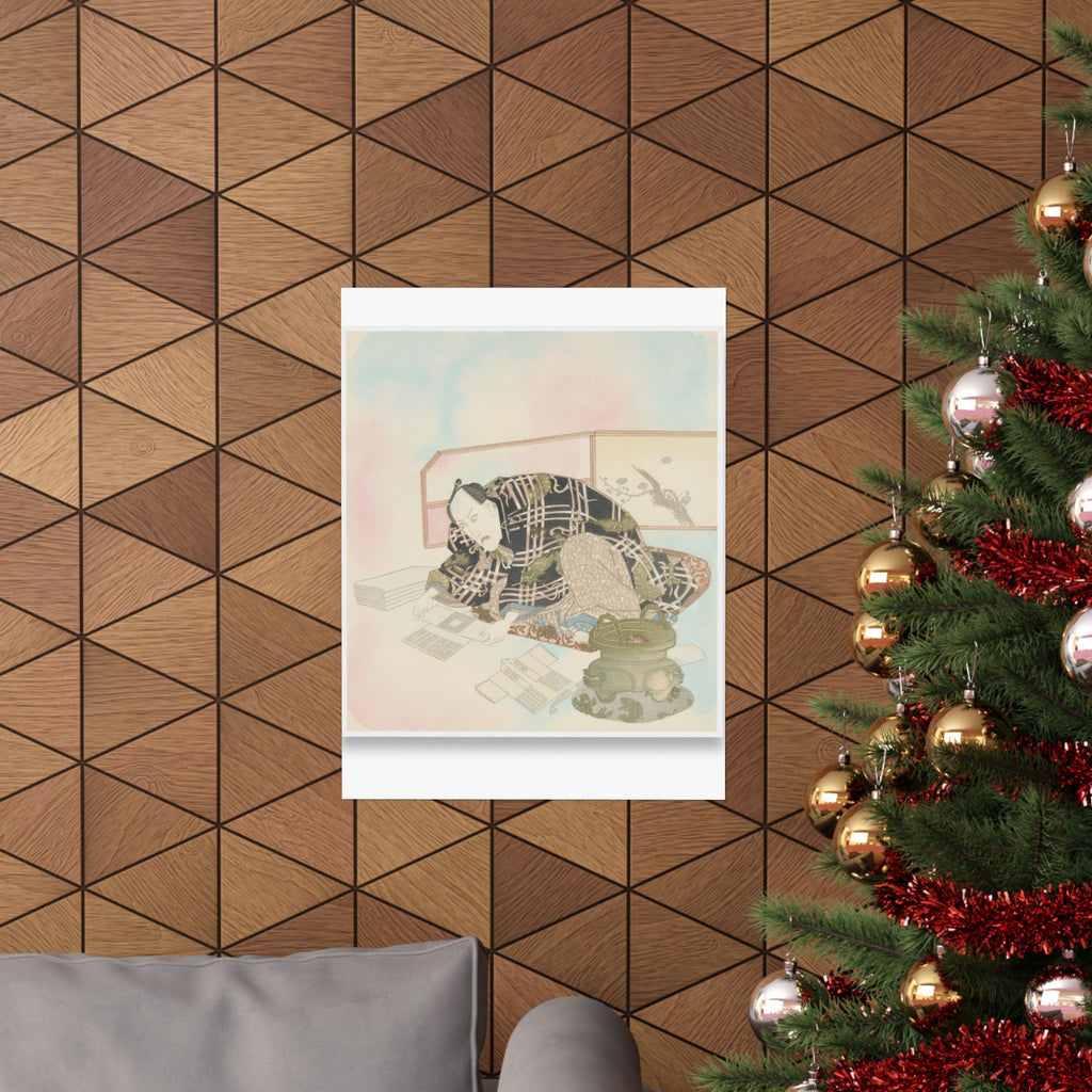 Watercolor — Ichikawa Danjūrō Vii Preparing New Year'S Gifts — Matte Poster