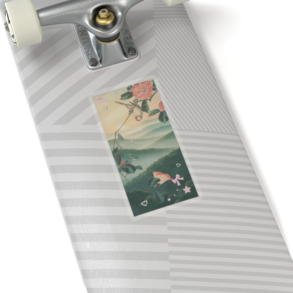 Scenic Nature — Camellia And Bullfinch — Kiss-Cut Sticker