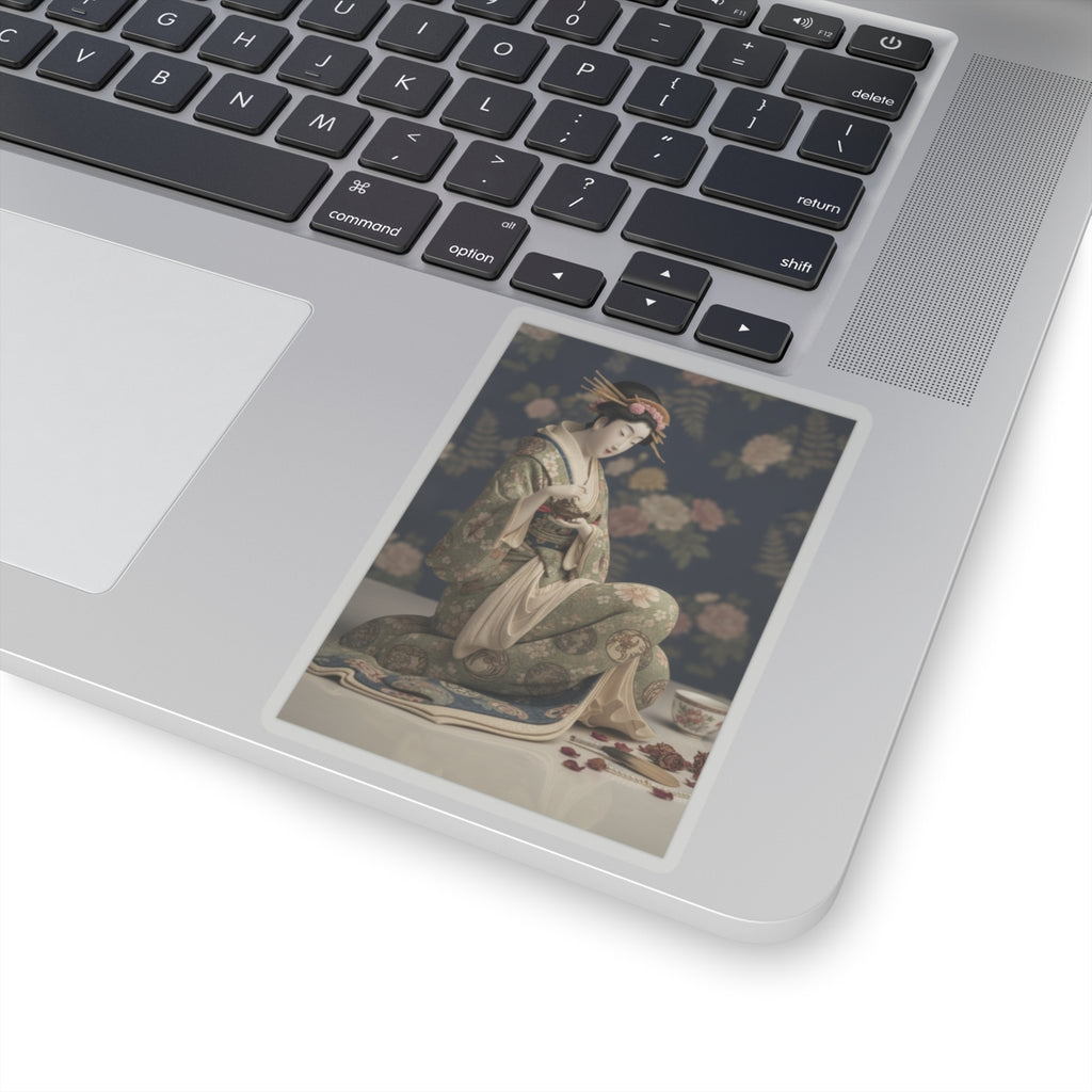 Product Marketing — Konosato Of Takeya Seated, Holding An Incense Burner — Kiss-Cut Sticker