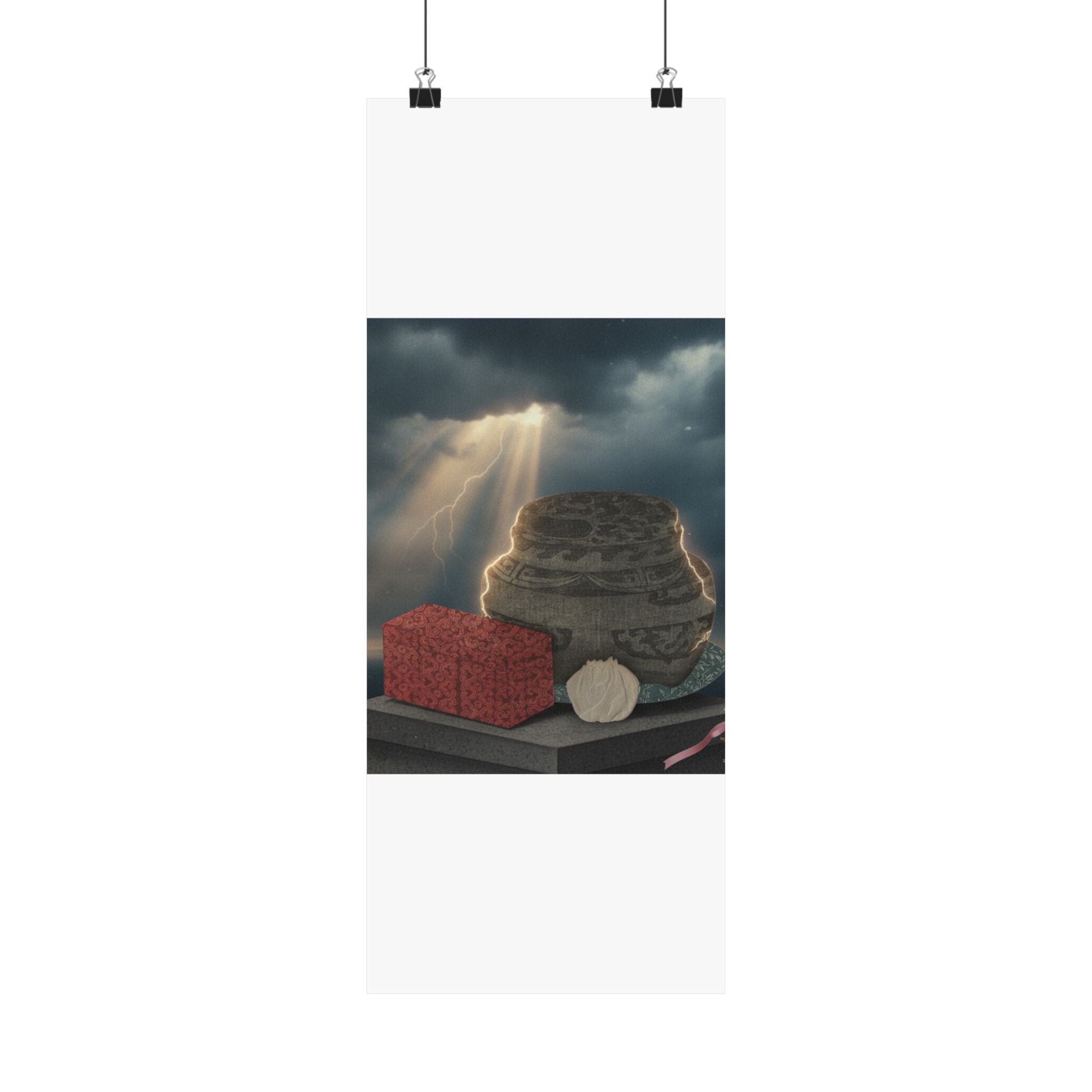 Dramatic Storm — Fire-Holder And Tea-Box — Matte Poster