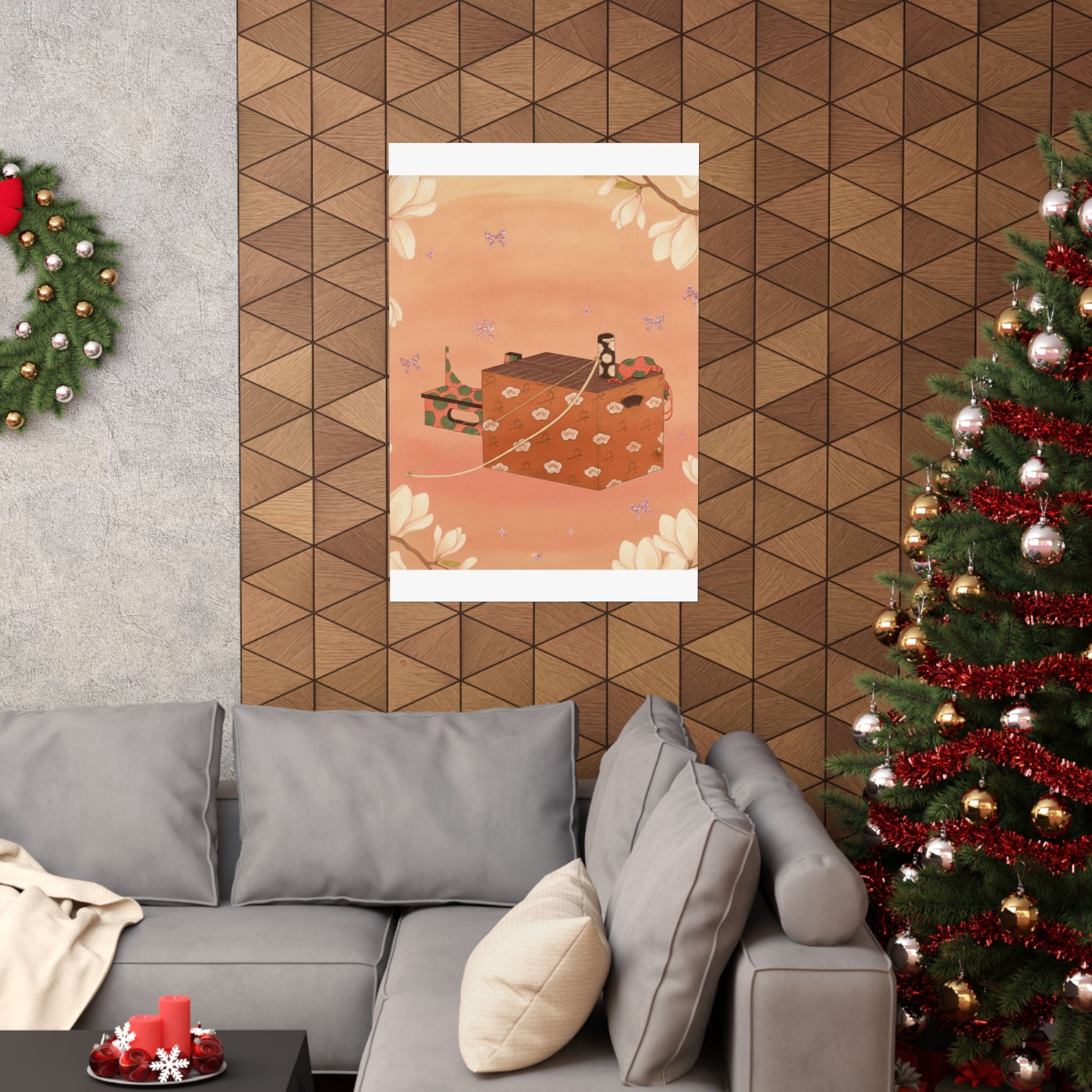 Southern Sunset — Box For Sugoroku Game (A Kind Of Backgammon), Bow And Drum — Matte Poster