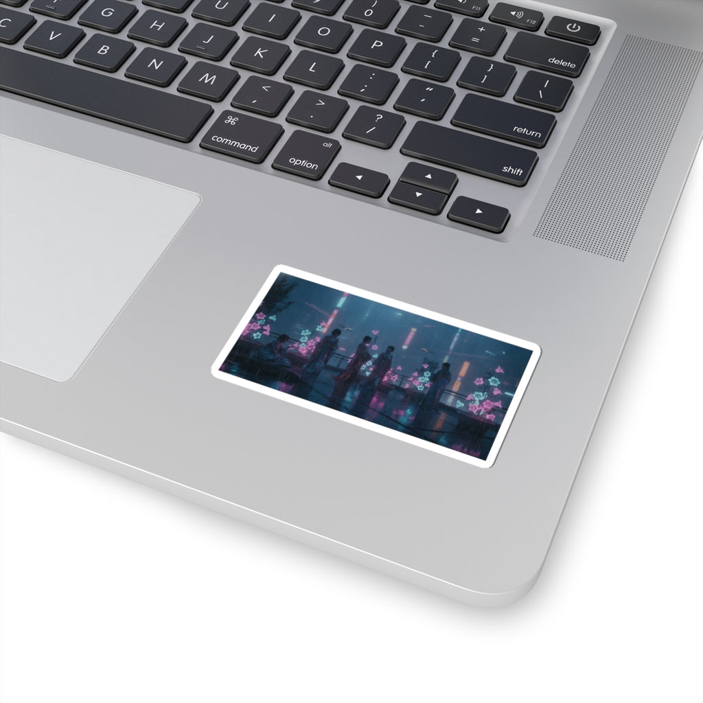 Neon Noir — Bellflowers (Asagao), From The Series Genji In Fashionable Modern Guise (Fūryū Y — Kiss-Cut Sticker