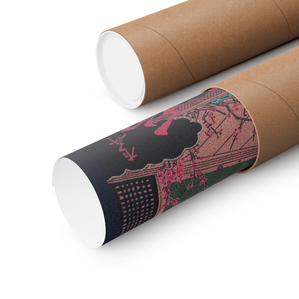 Japanese Street — Samurai Admiring Pine-Tree And Plum Blossoms — Matte Poster