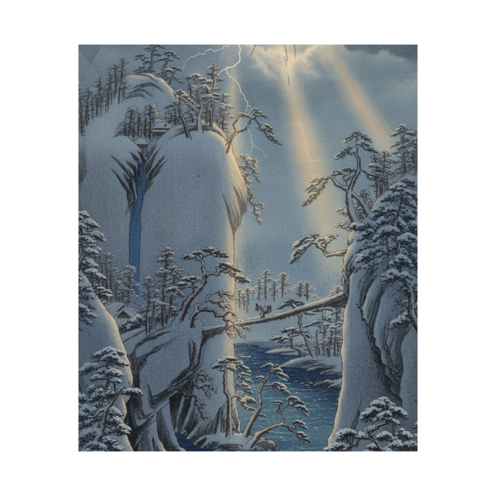 Dramatic Storm — River Gorge In Snow — Matte Poster