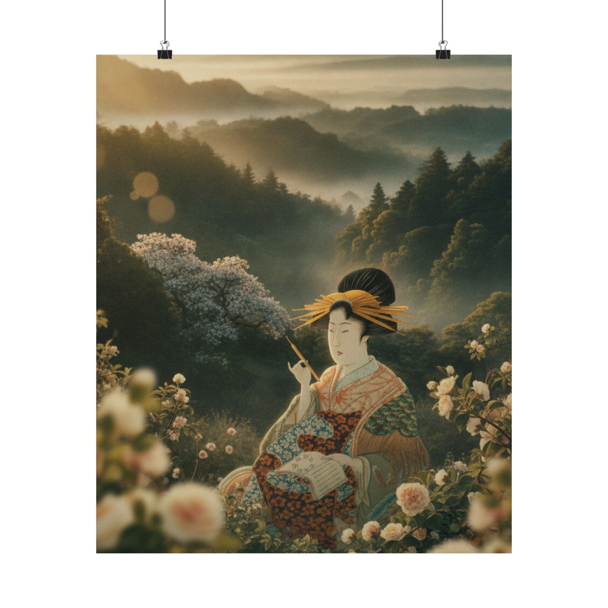 Scenic Nature — Courtesan With Book And Hair-Pin — Matte Poster