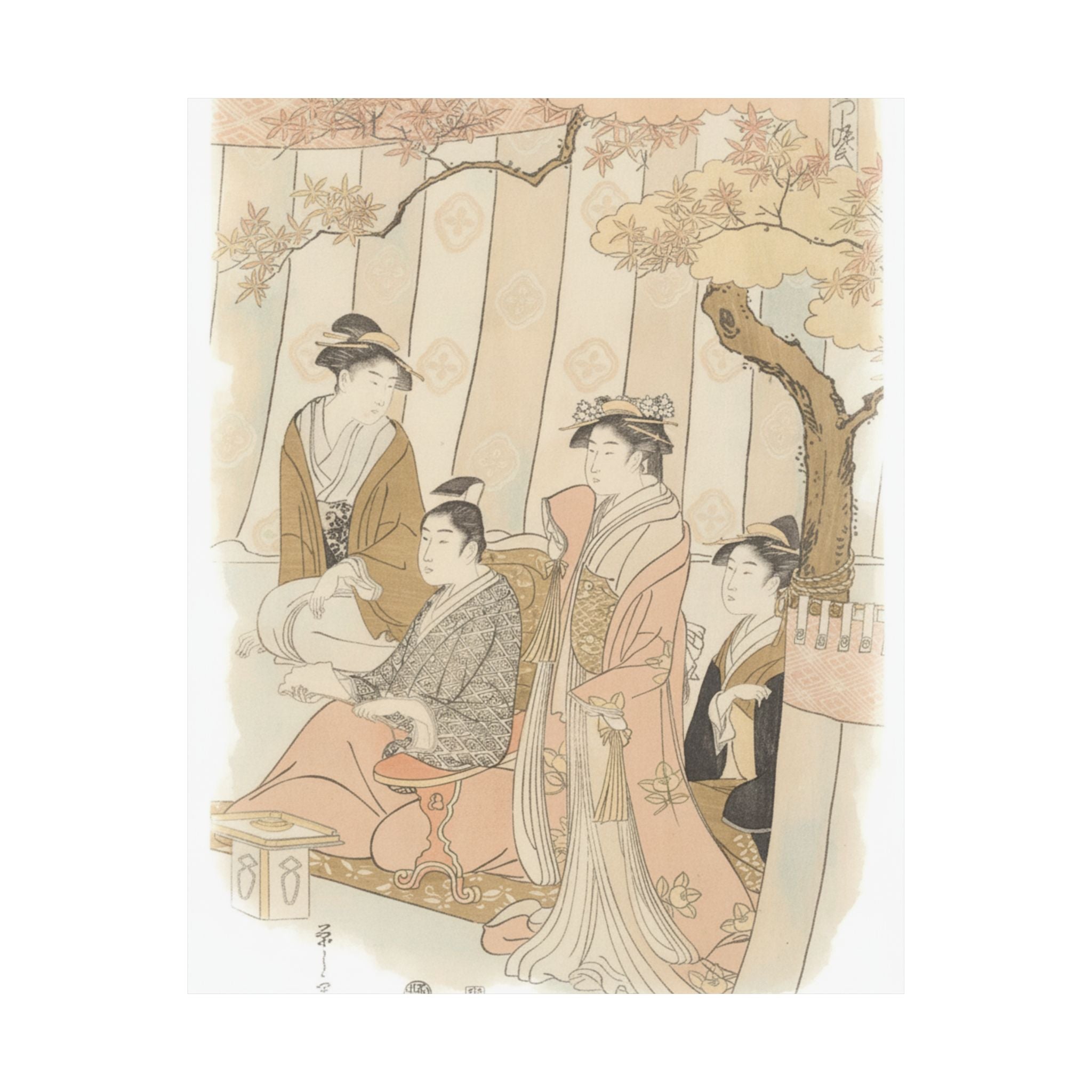 Watercolor — Prince Genji And Three Young Women — Matte Poster