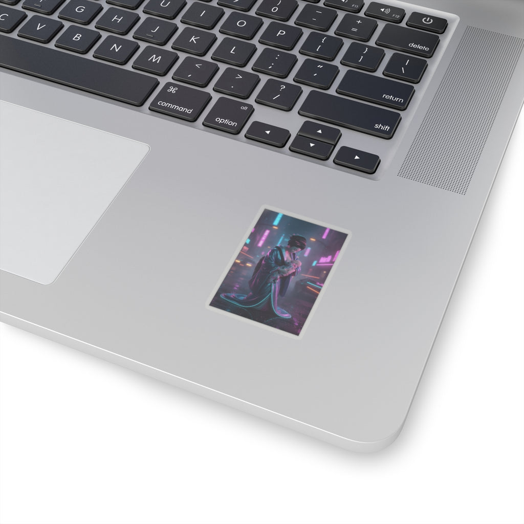 Neon Noir — Young Mother Nursing Her Baby — Kiss-Cut Sticker
