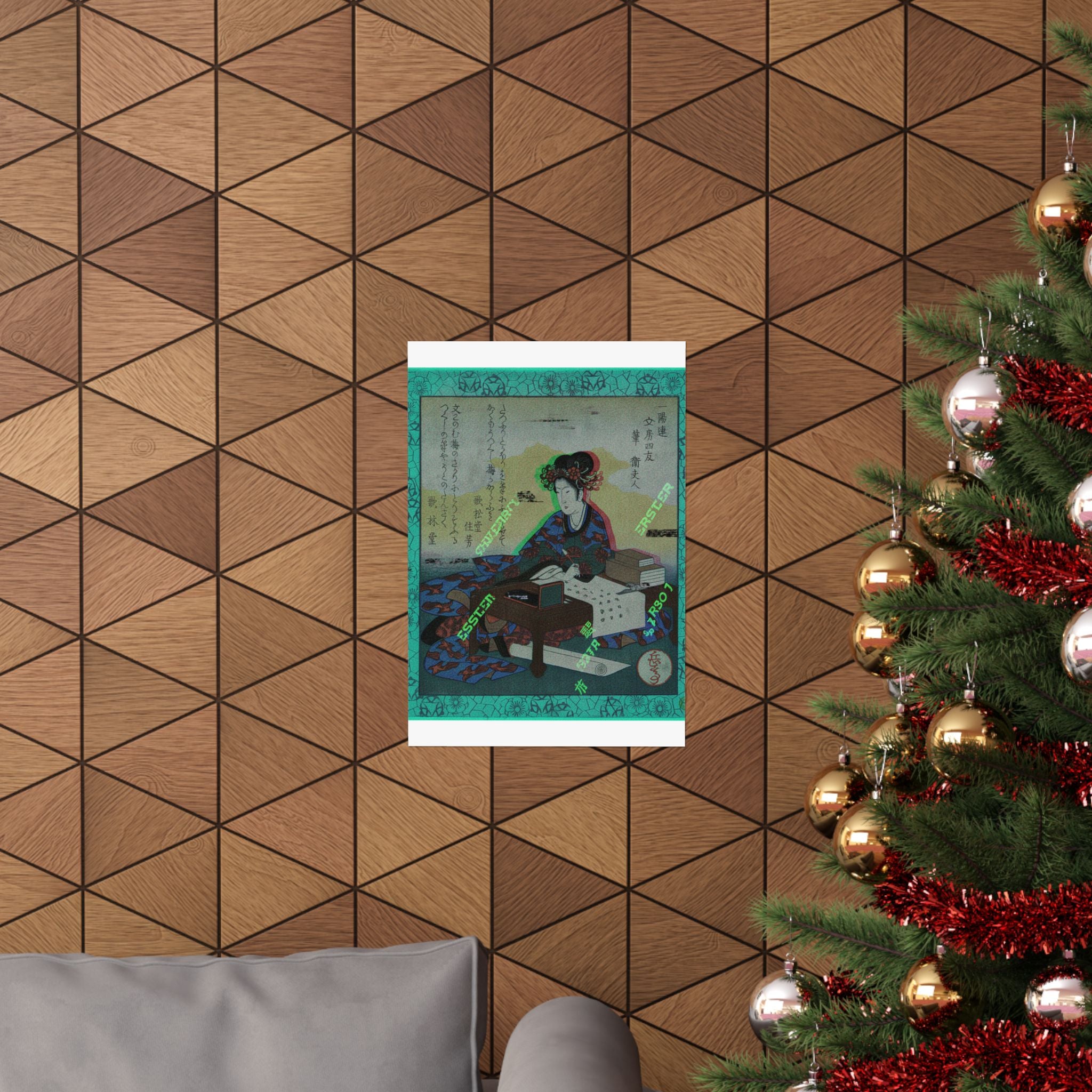 Glitch Culture — Chinese Lady Seated At A Table, Composing An Ode — Matte Poster
