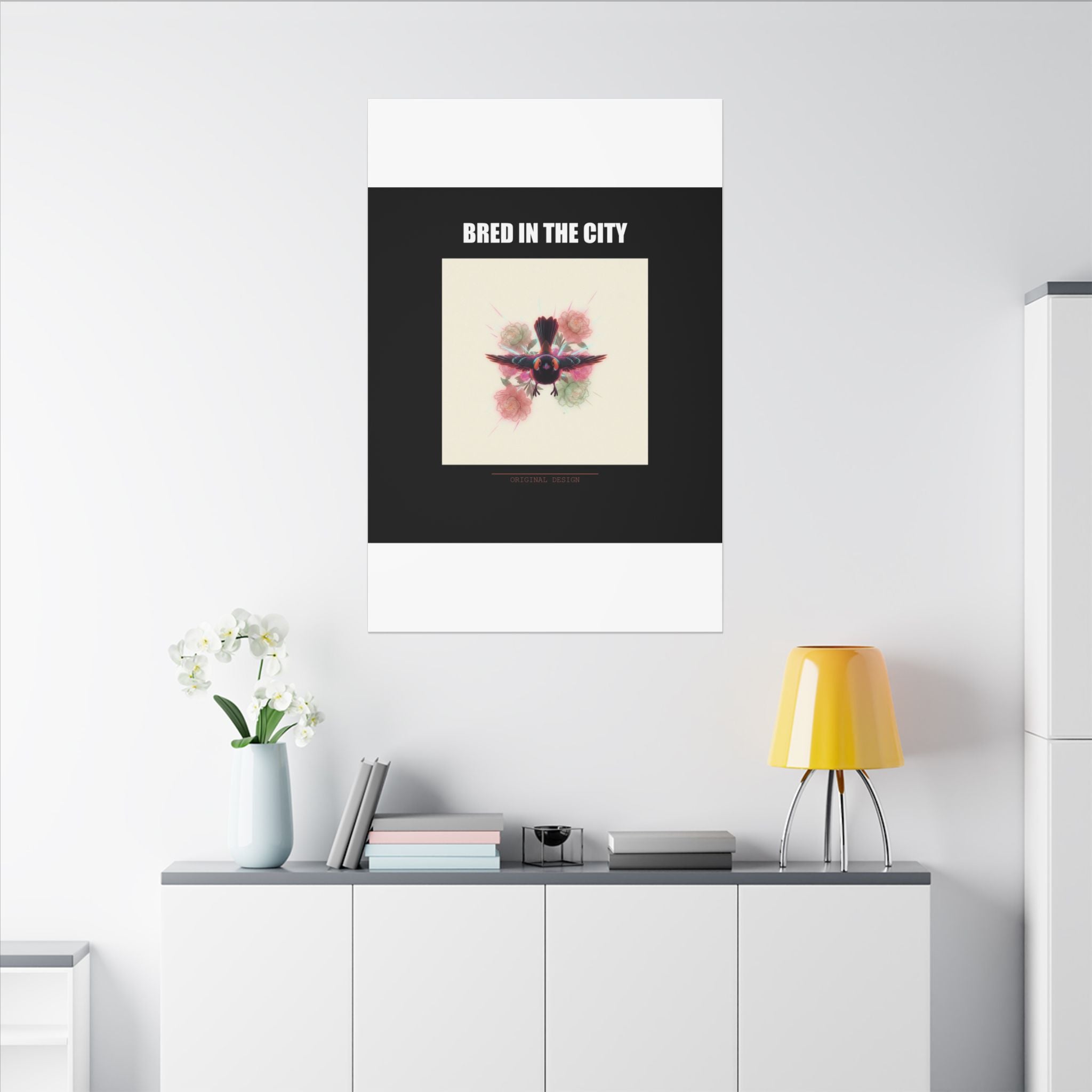 BRED IN THE CITY Flying Bird & Roses Matte Canvas