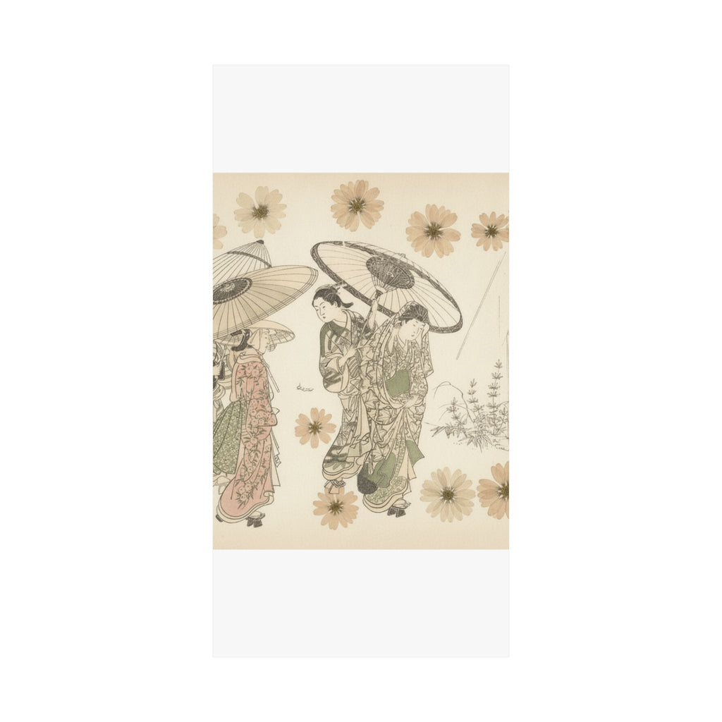 Botanical — A Lady With Three Attendants In The Rain — Matte Poster