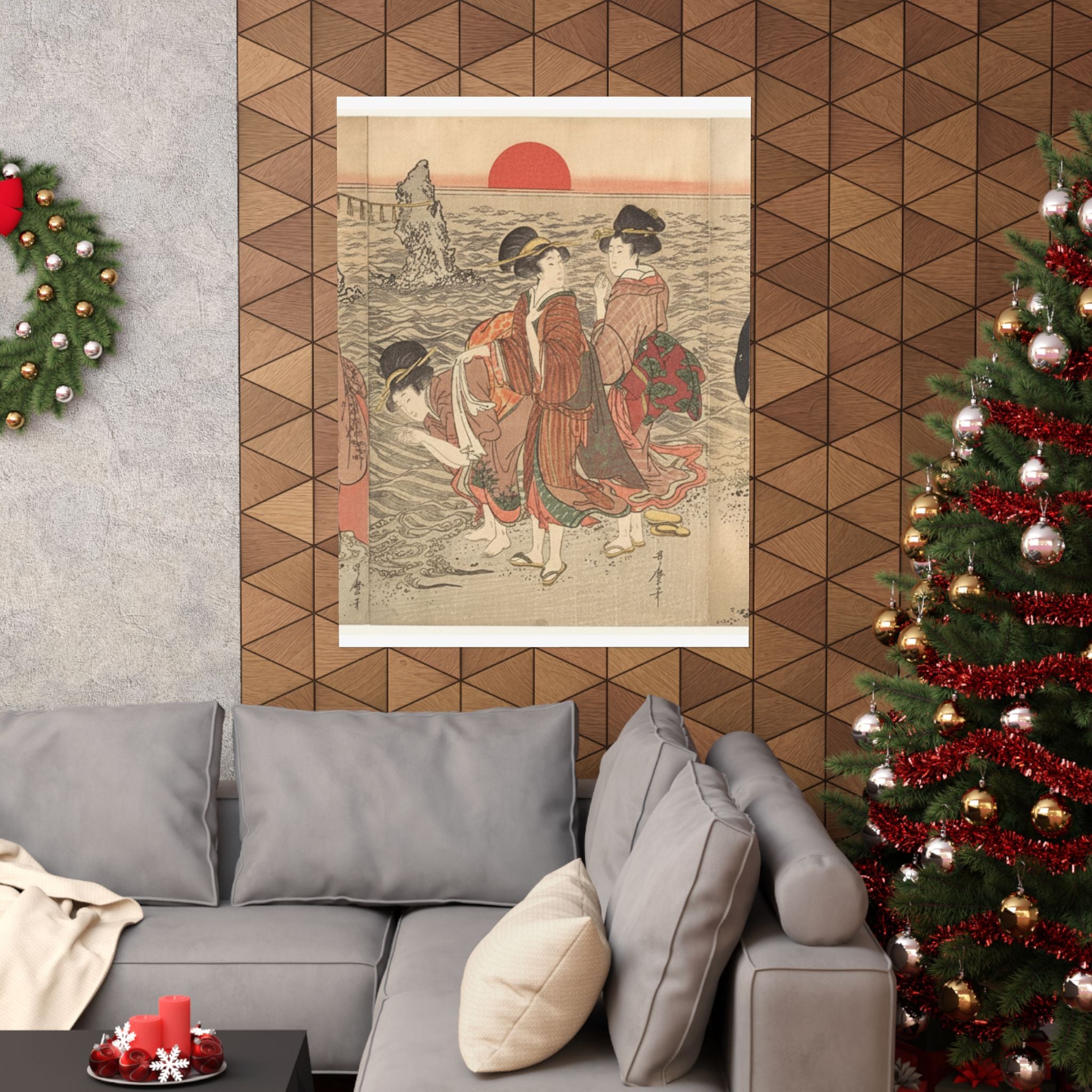 Ecommerce Main — Women Worshipping The Rising Sun Between The Twin Rocks At Ise — Matte Poster
