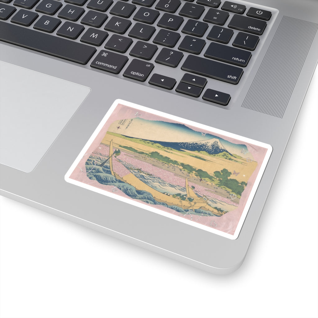 Scenic Nature — Tago Bay Near Ejiri On The Tōkaidō (Tōkaidō Ejiri Tago No Ura Ryaku Zu), From Th — Kiss-Cut Sticker