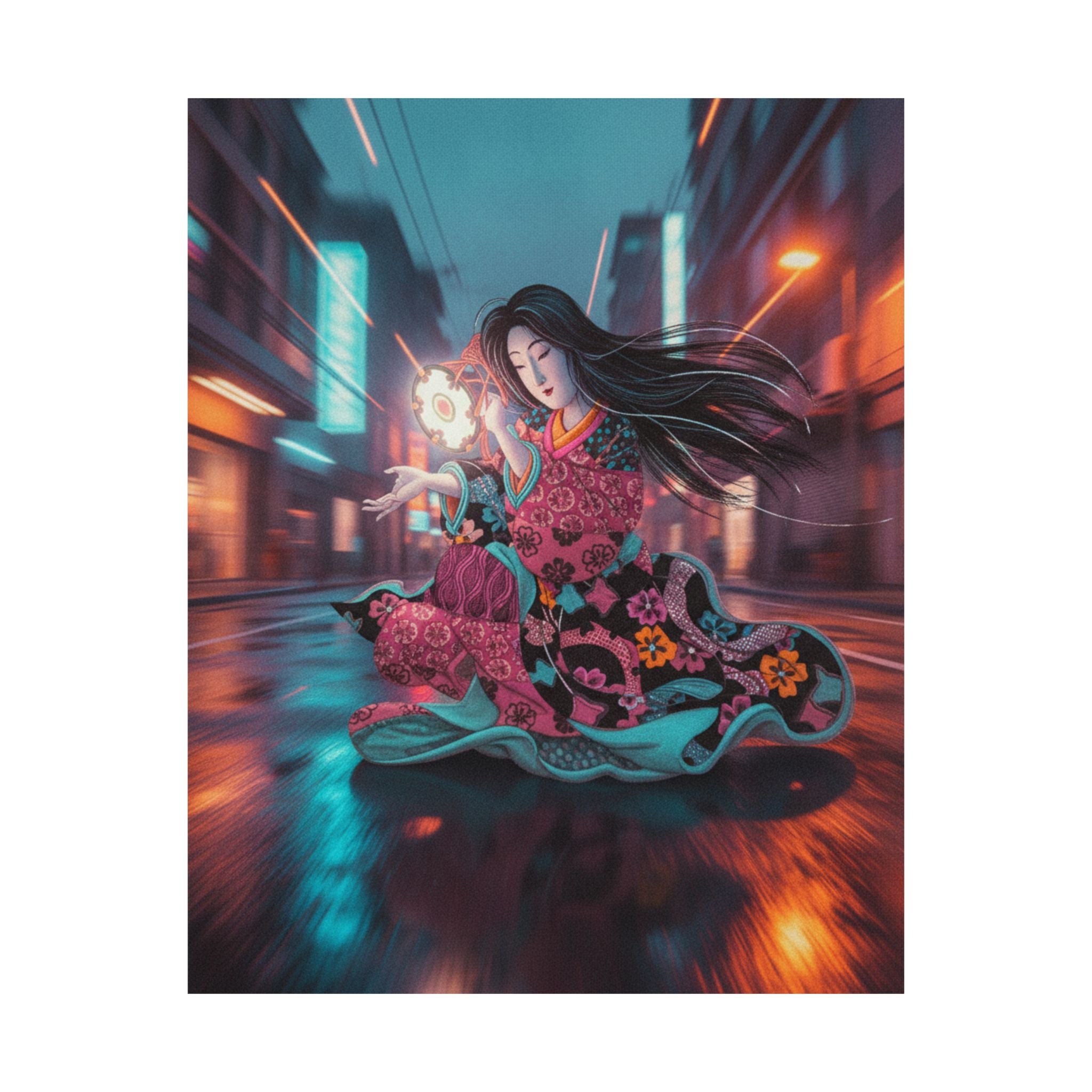 Fast Furious — Woman Playing The Tsuzumi — Matte Poster