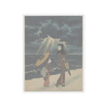 Dramatic Storm — Lady With Black Hood And Umbrella Out Walking With Young Attendant — Kiss-Cut Sticker