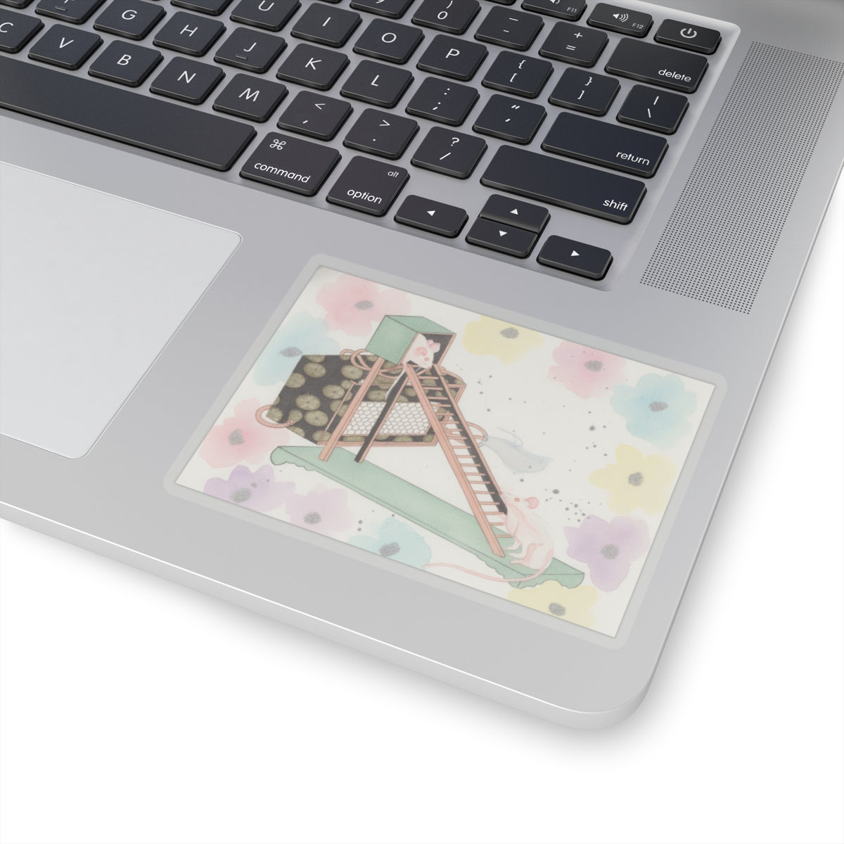 Watercolor — White Mice Playing — Kiss-Cut Sticker