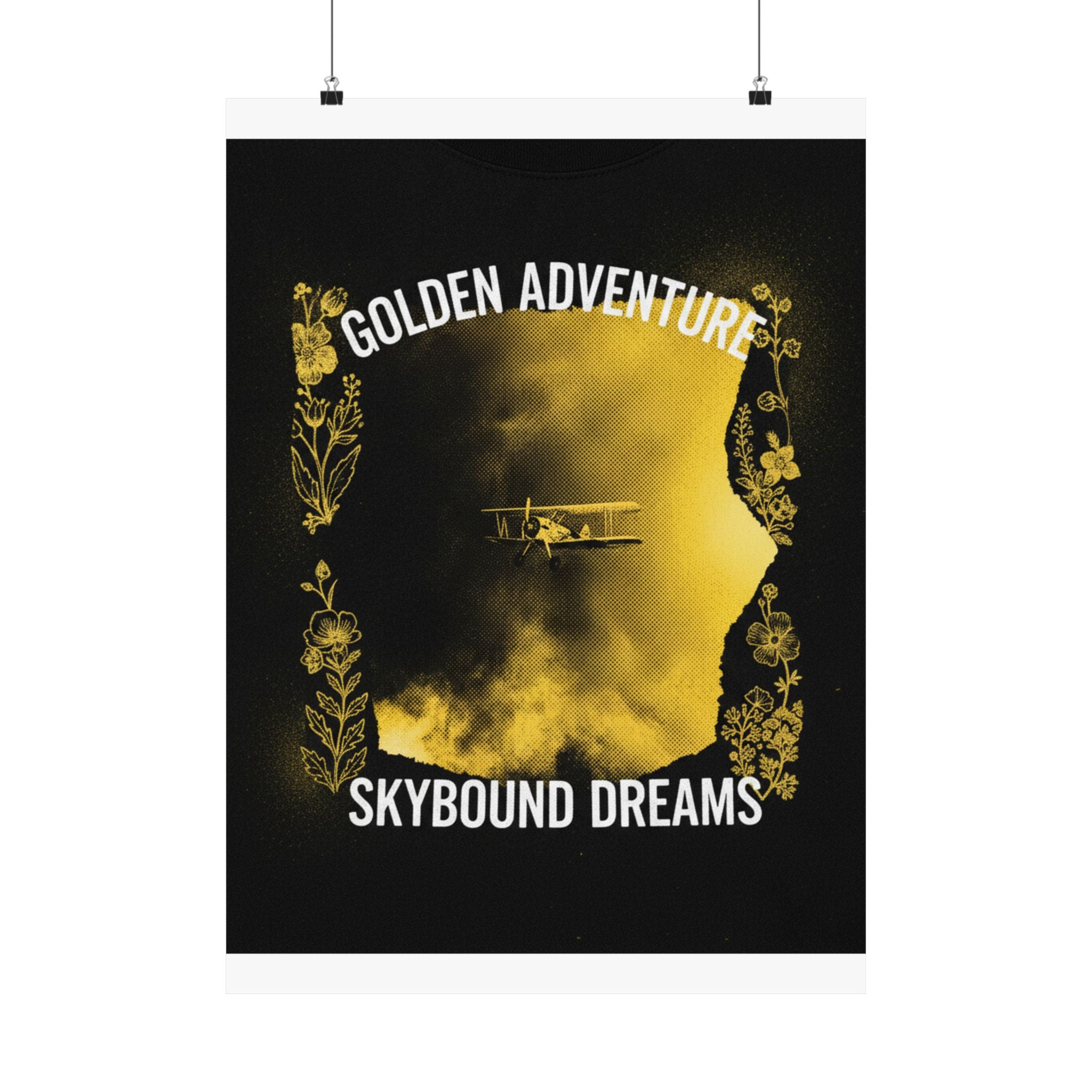 Golden Adventure Skybound Dreams Biplane Art Poster