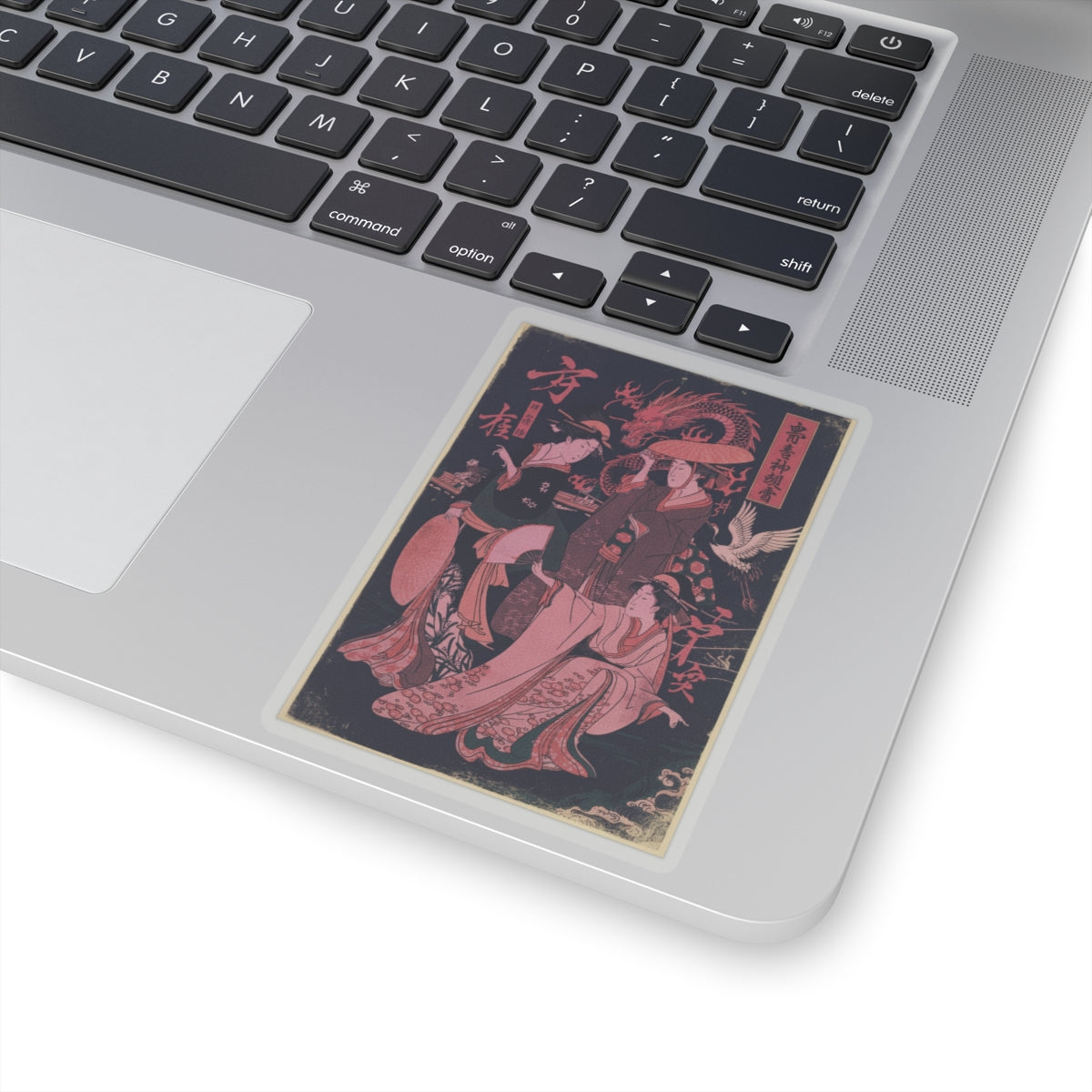 Japanese Street — Three Young Ladies By The Seashore — Kiss-Cut Sticker