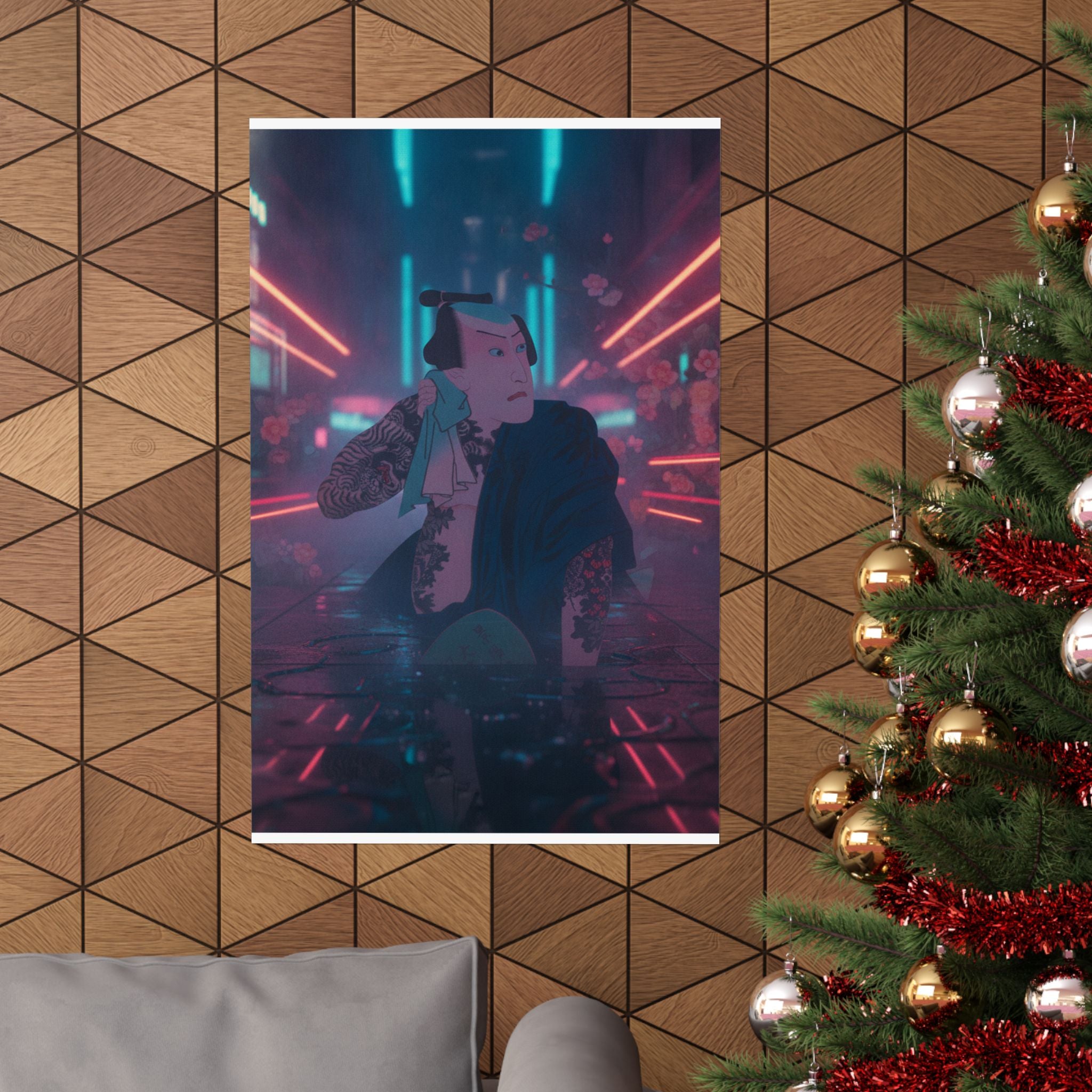 Neon Noir — The Actor Kawarazaki Gonjūrō I As Ude No Kisaburō, Likened To Wu Song The Asceti — Matte Poster