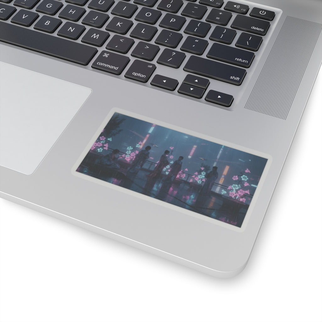 Neon Noir — Bellflowers (Asagao), From The Series Genji In Fashionable Modern Guise (Fūryū Y — Kiss-Cut Sticker