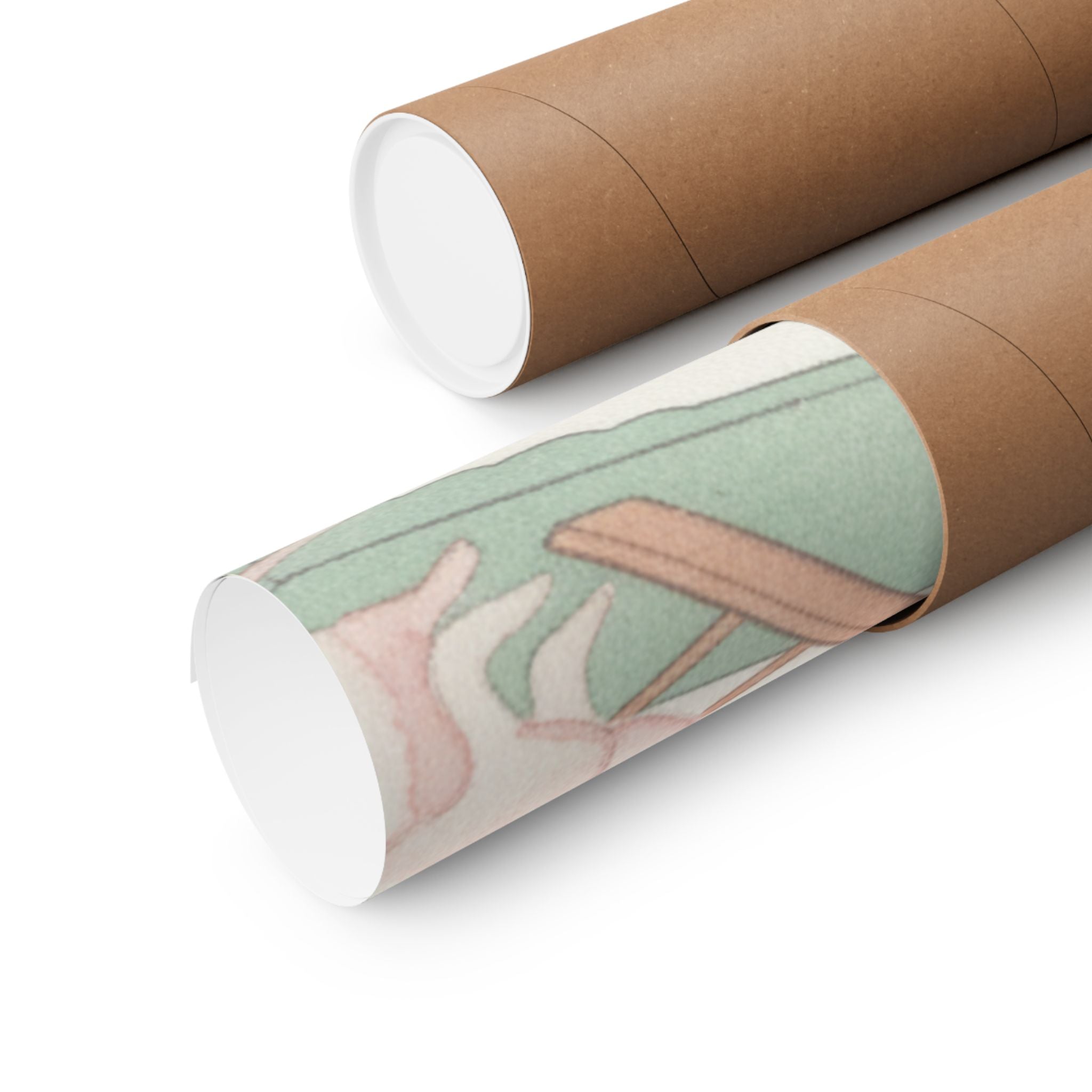 Watercolor — White Mice Playing — Matte Poster