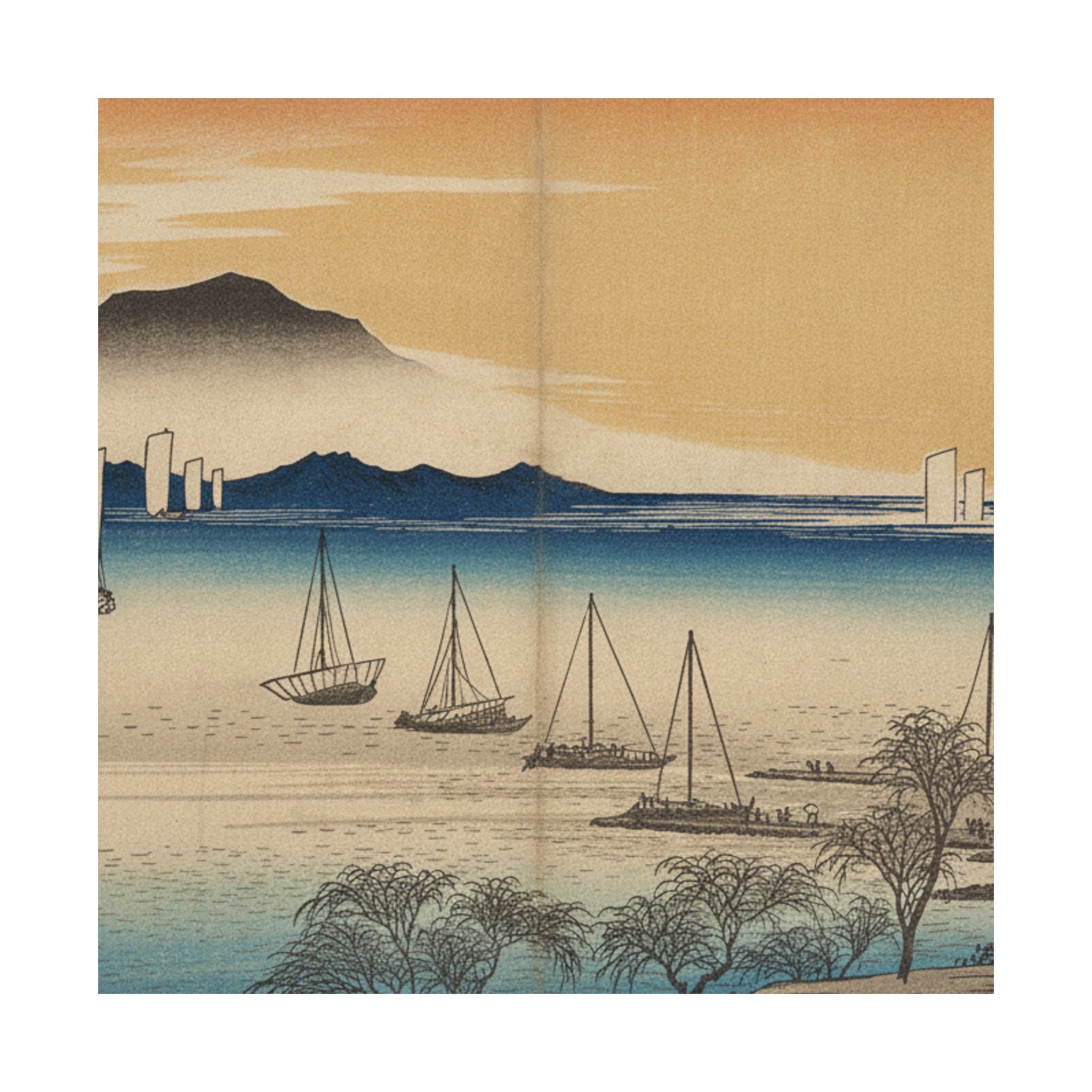 Affirmation — Sailing Boats Returning To Yabase, Lake Biwa — Matte Poster