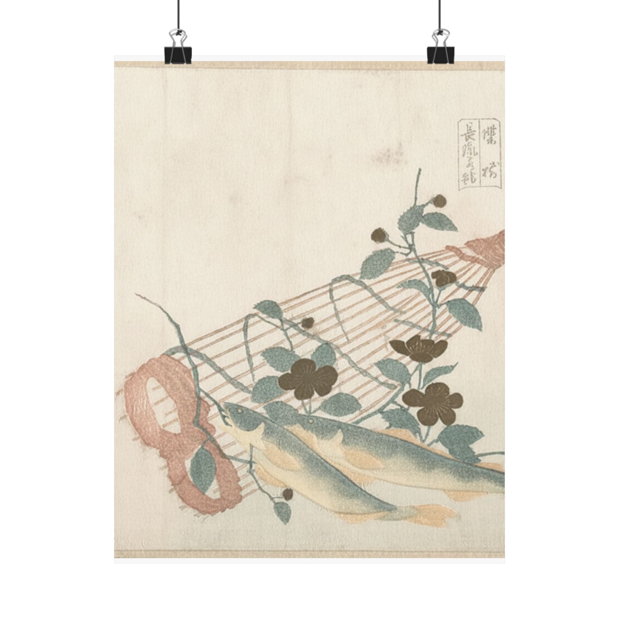 Botanical — Sweet Fishes Of The Nagara River, With Baskets And Flowers — Matte Poster
