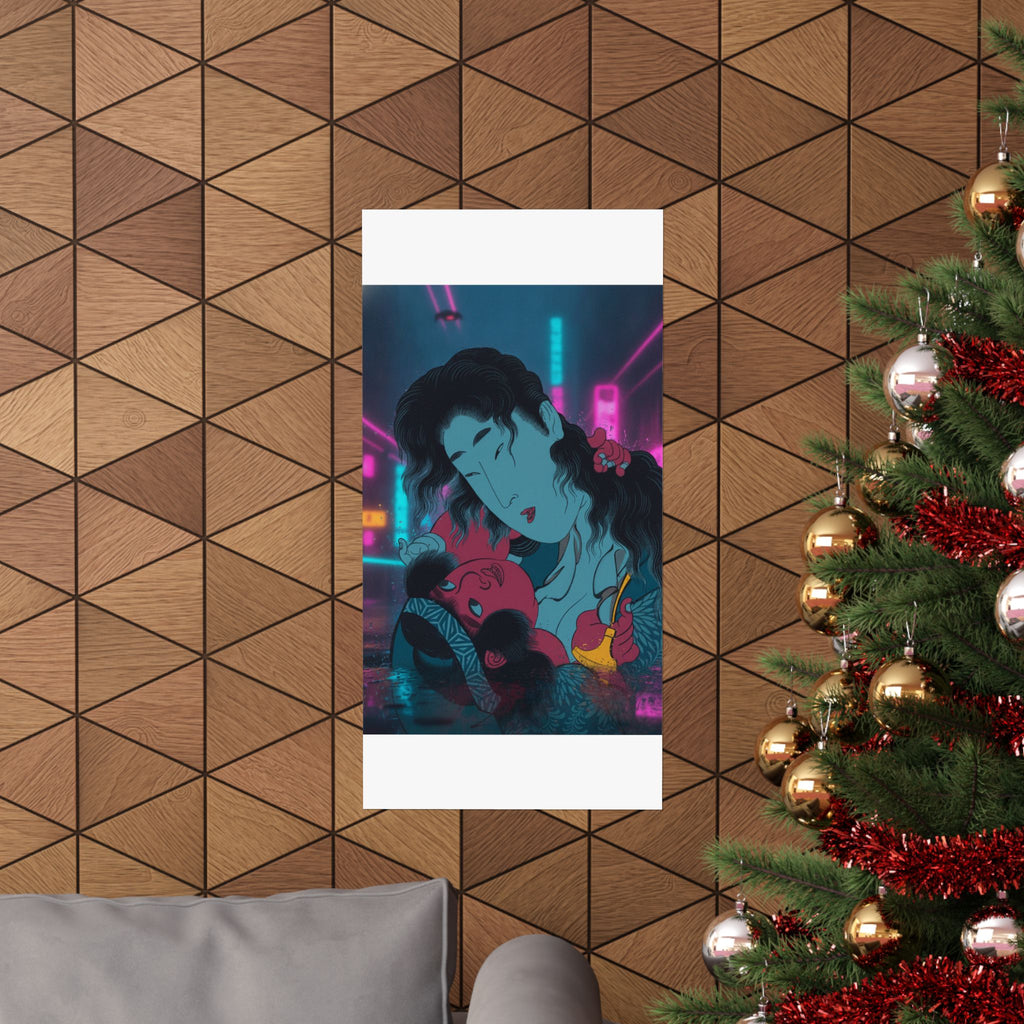 Neon Noir — Yamauba Playing With Kintarō — Matte Poster