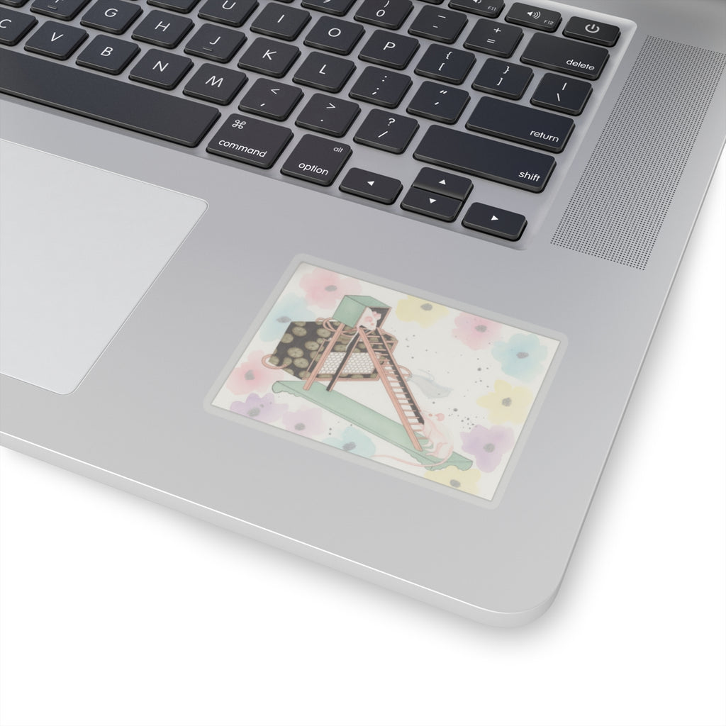 Watercolor — White Mice Playing — Kiss-Cut Sticker