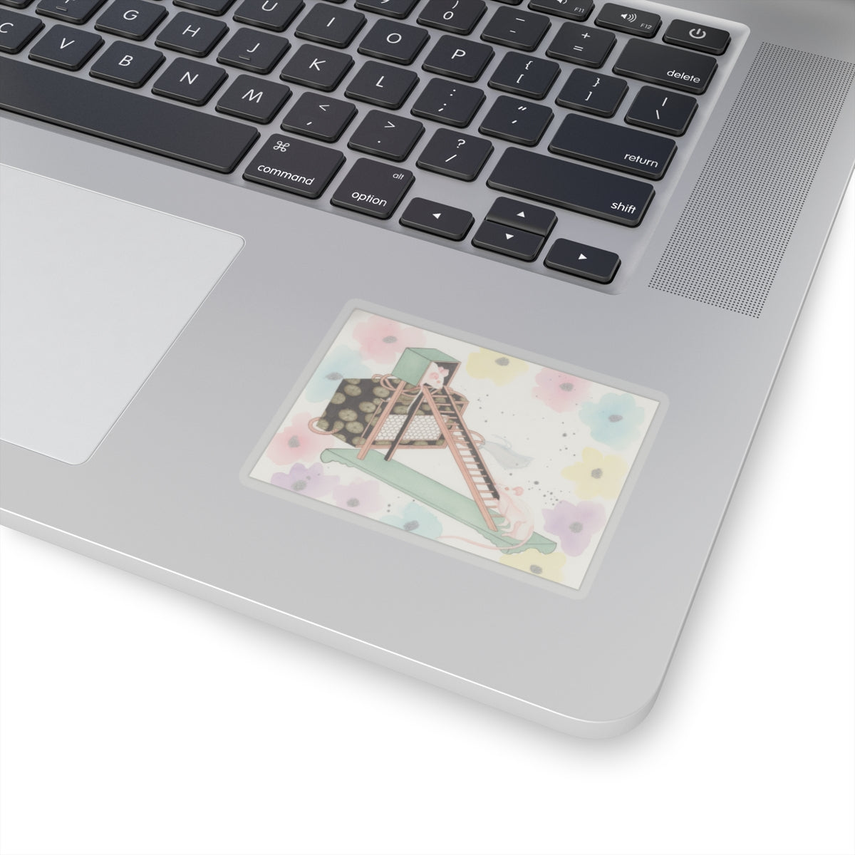 Watercolor — White Mice Playing — Kiss-Cut Sticker