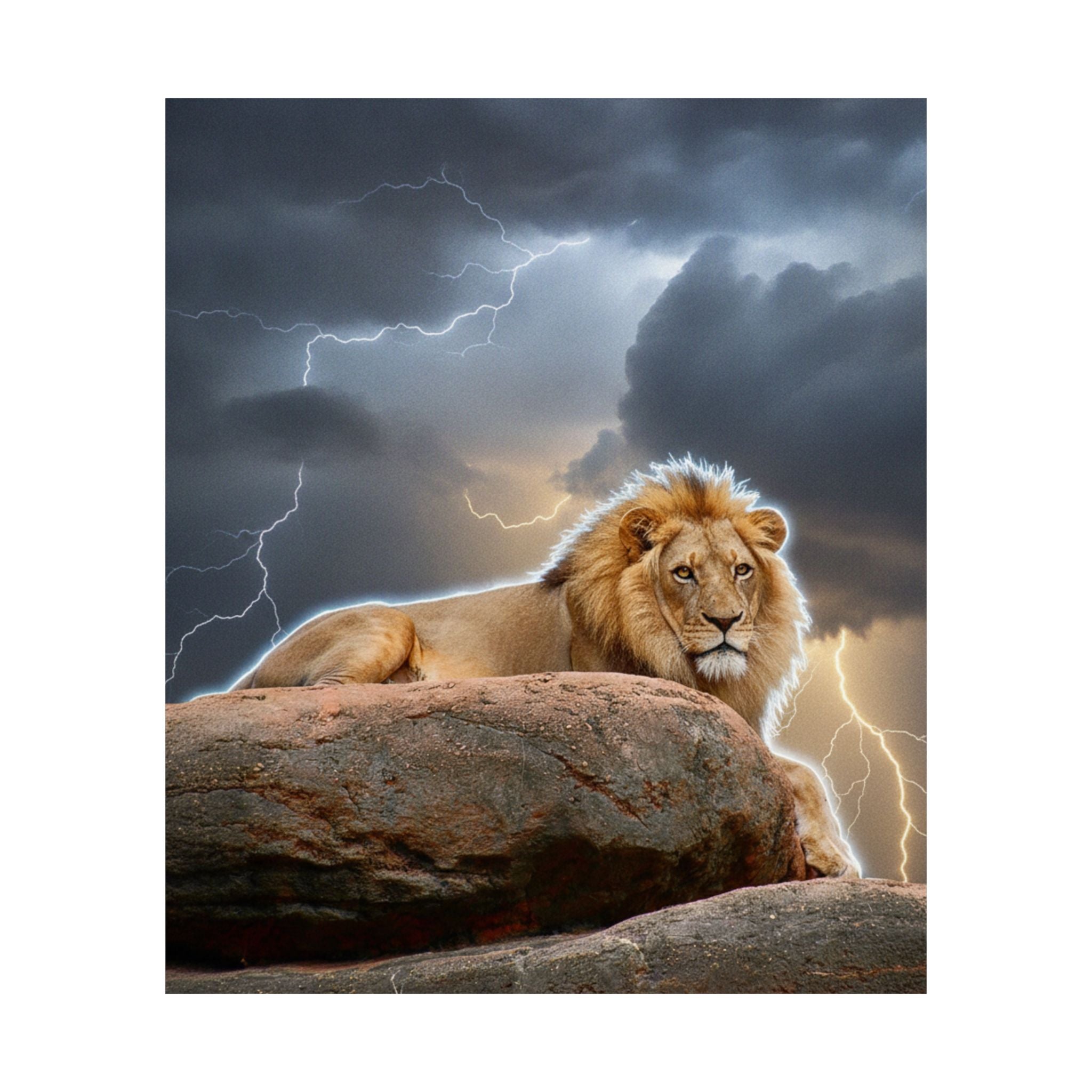 Dramatic Storm — Lion — Matte Poster