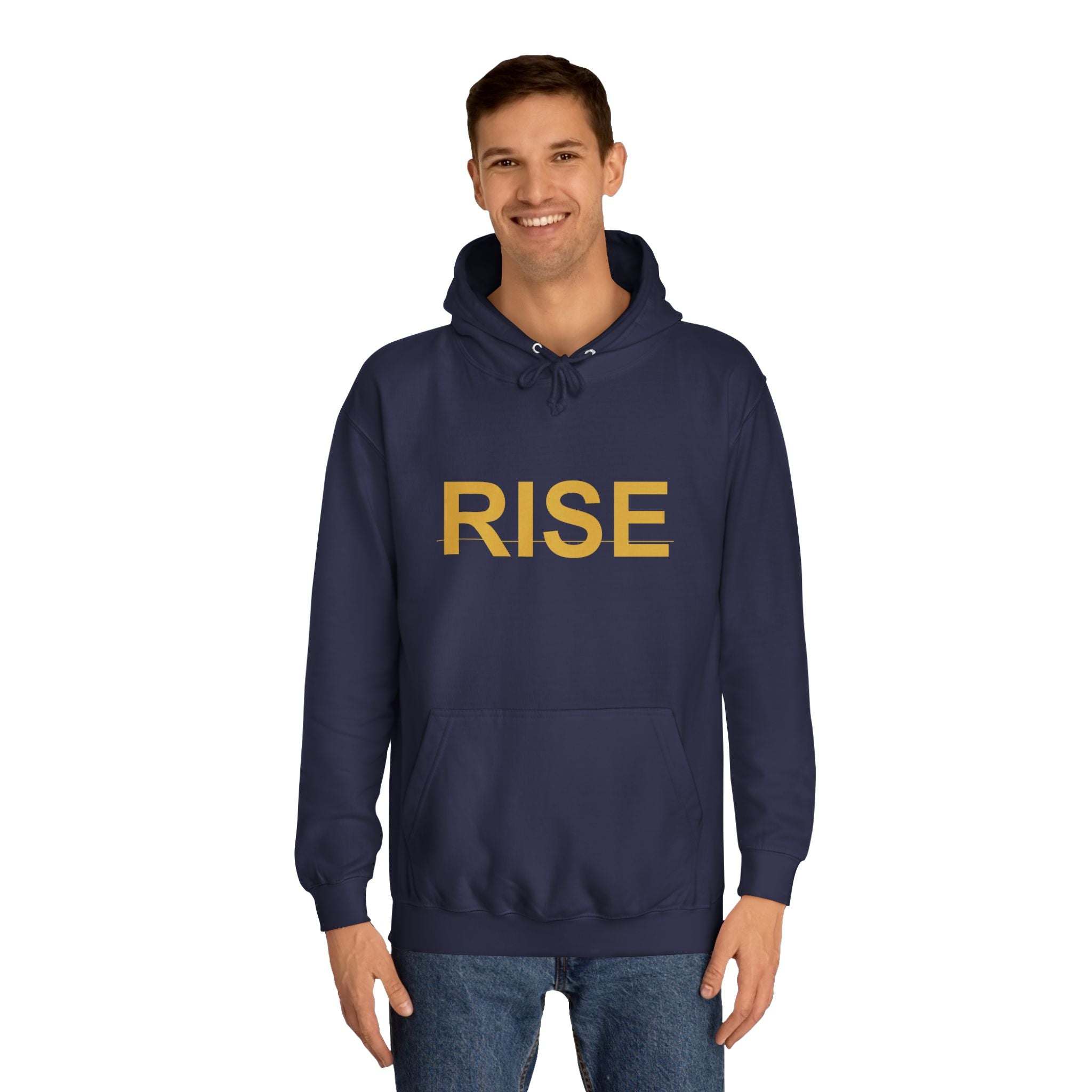 RISE Gold Block Letter Minimal Typography Hoodie