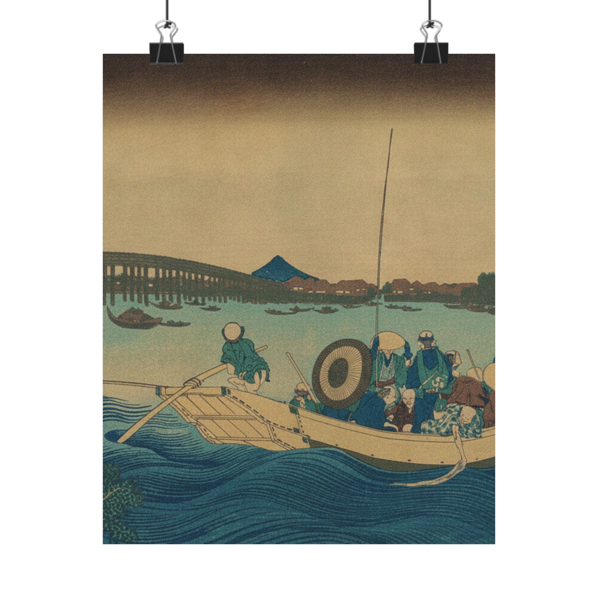 Cinematic — Viewing The Sunset Over Ryōgoku Bridge From The Onmayagashi Embankment (Onmayaga — Matte Poster